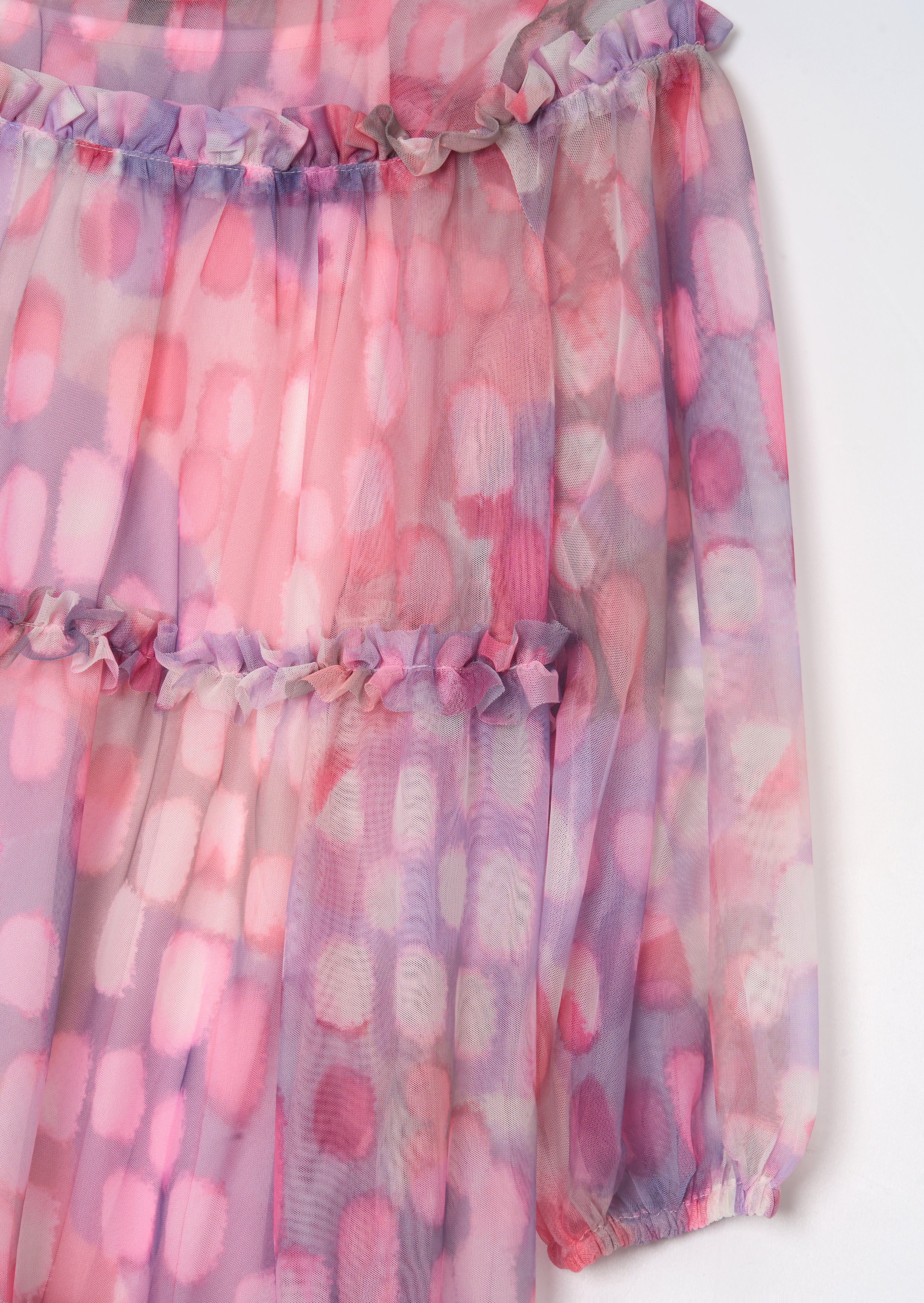 Cara Pink Printed Swing Mesh Dress