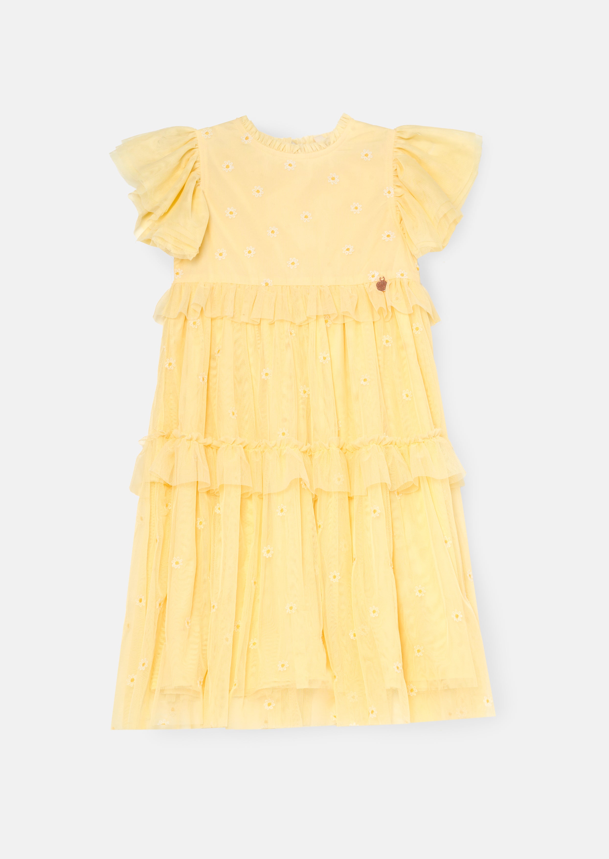 Abito in rete giallo ricamato Luisa