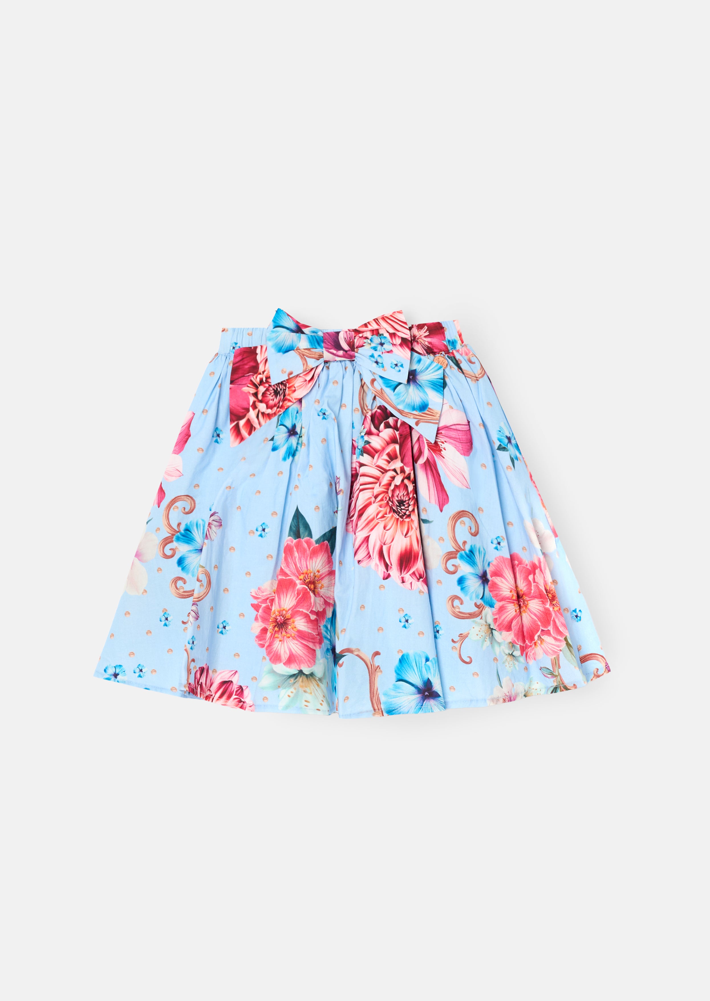 Darcy Blue Print Bow Waist Skirt