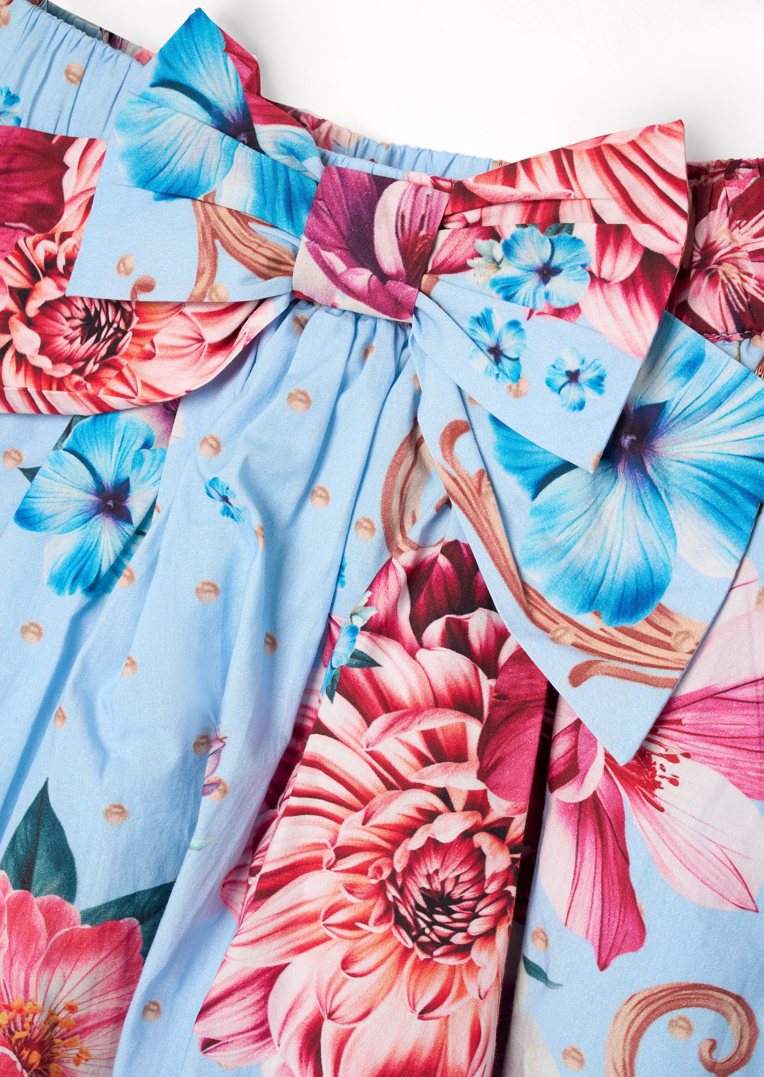 Darcy Blue Print Bow Waist Skirt