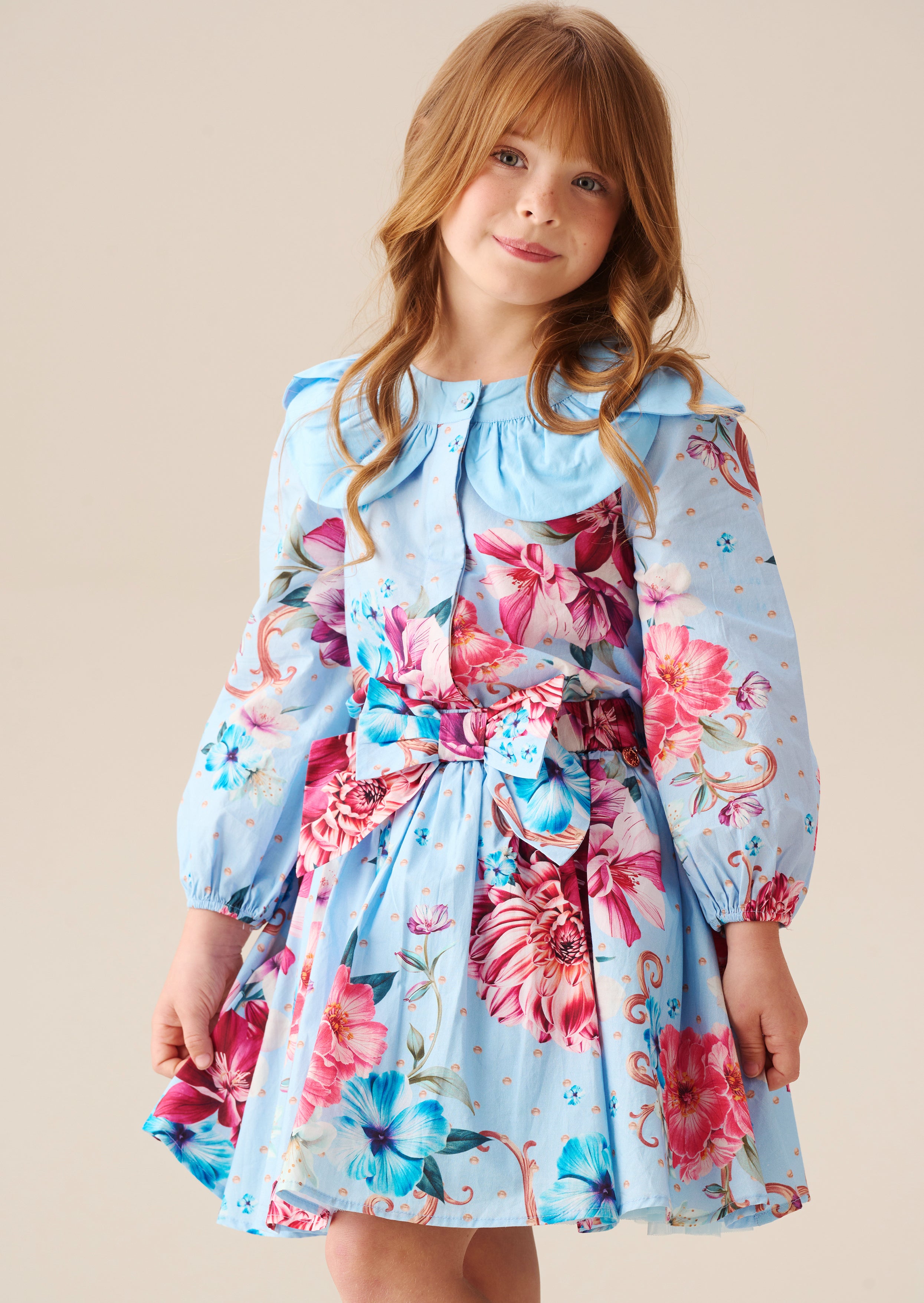 Darcy Blue Print Bow Waist Skirt