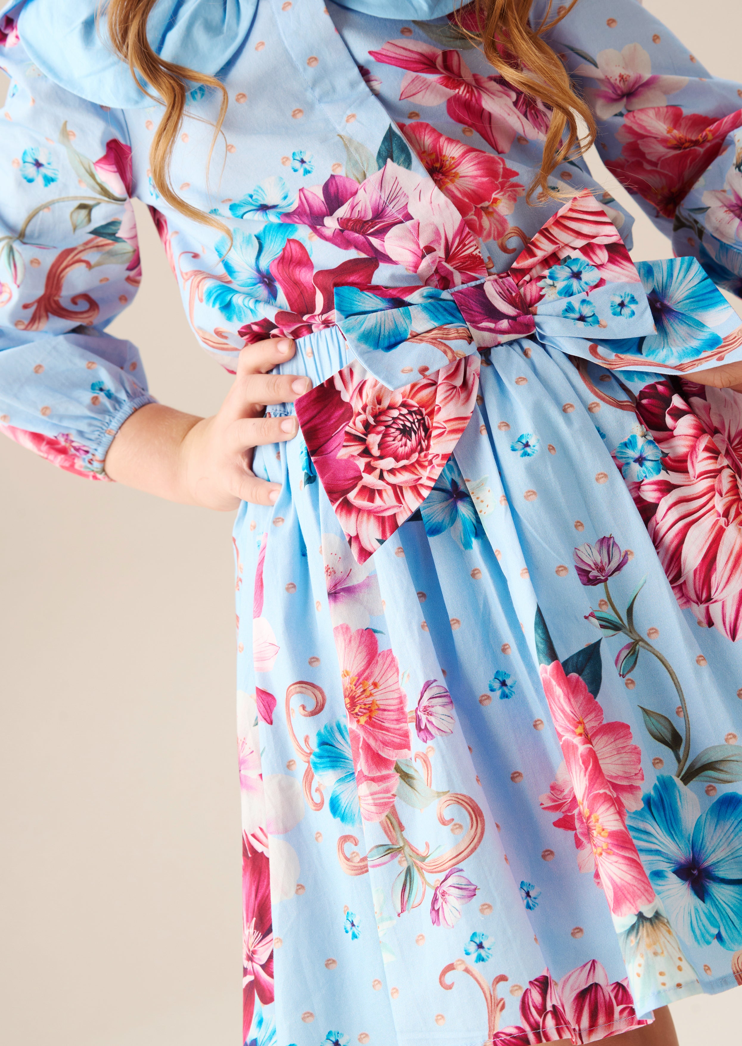 Darcy Blue Print Bow Waist Skirt