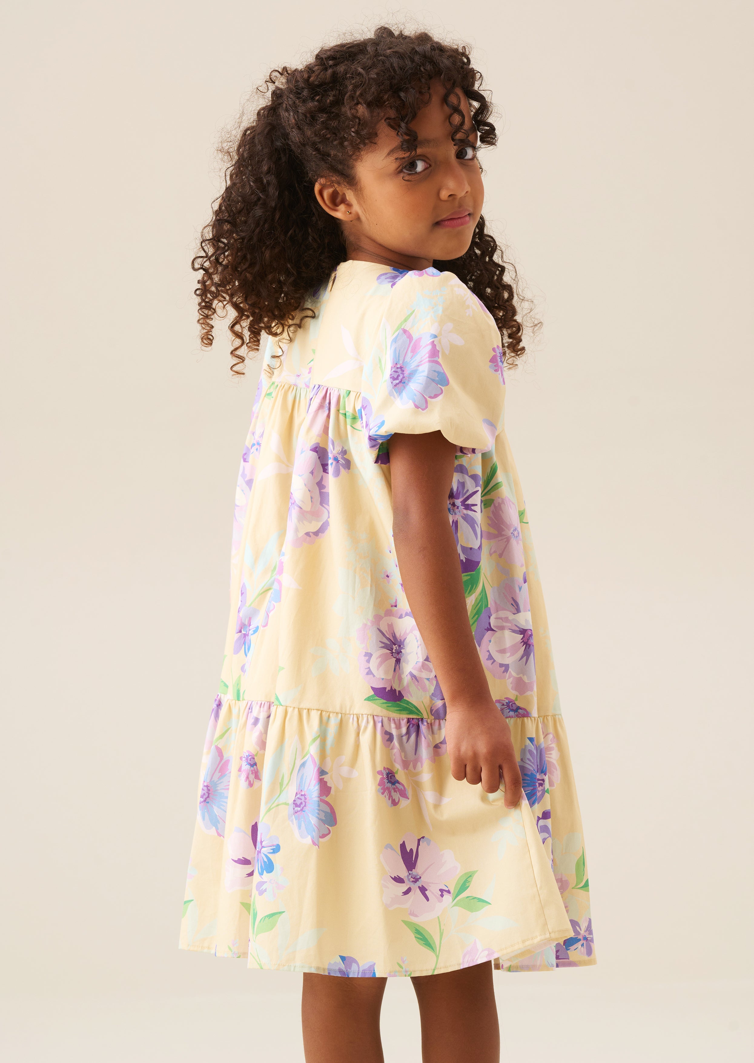 Vestido Lucia con estampado floral y mangas abullonadas