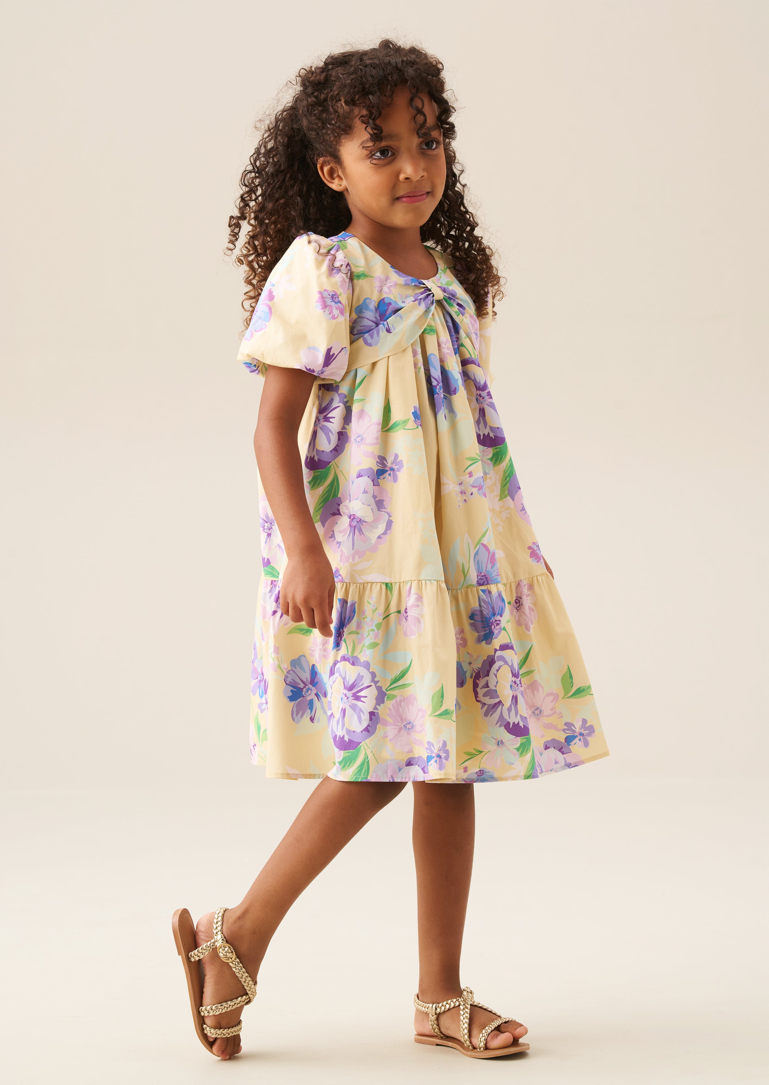 Vestido Lucia con estampado floral y mangas abullonadas