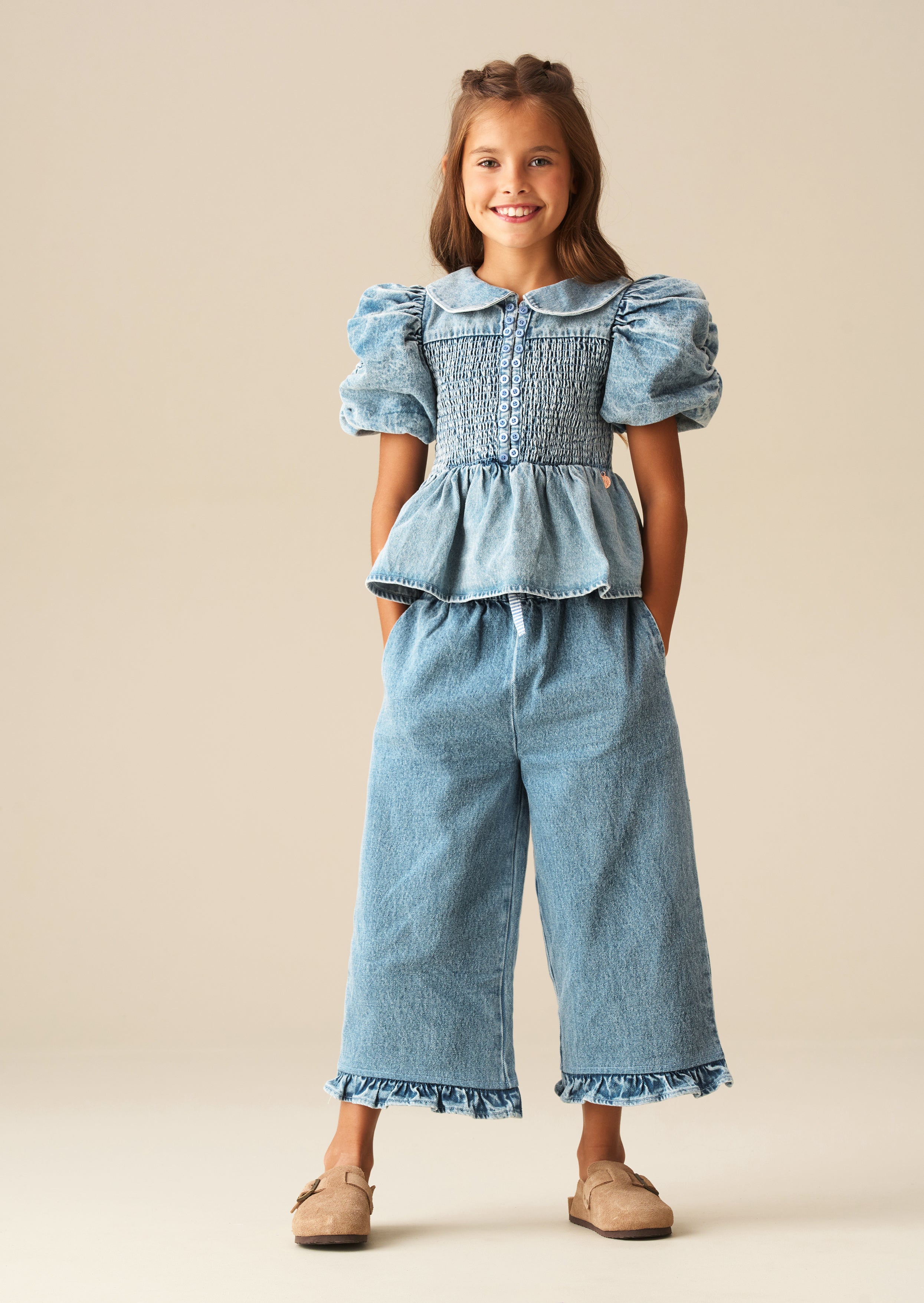 Orla Denim Frill Hem Trousers