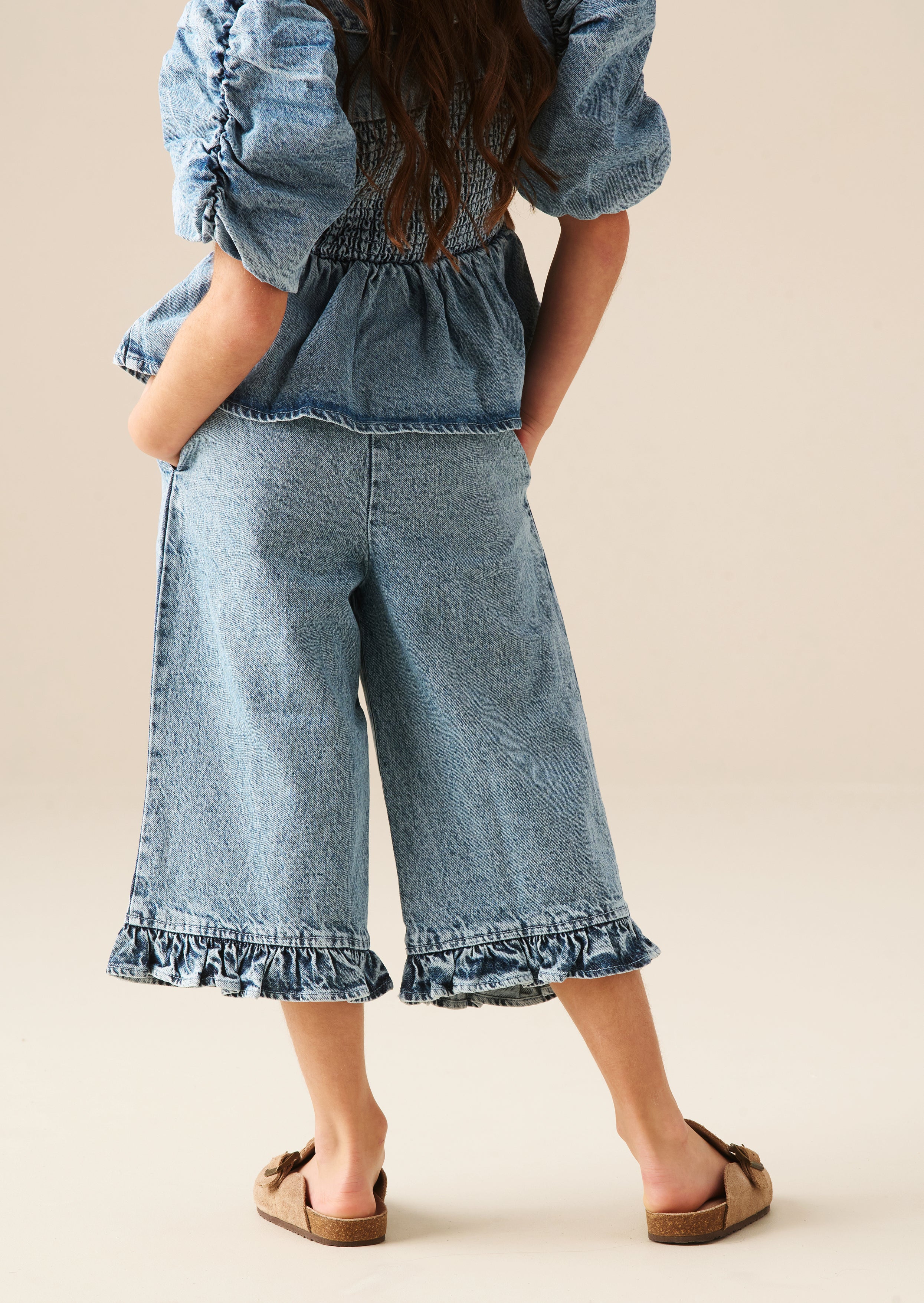 Orla Denim Frill Hem Trousers