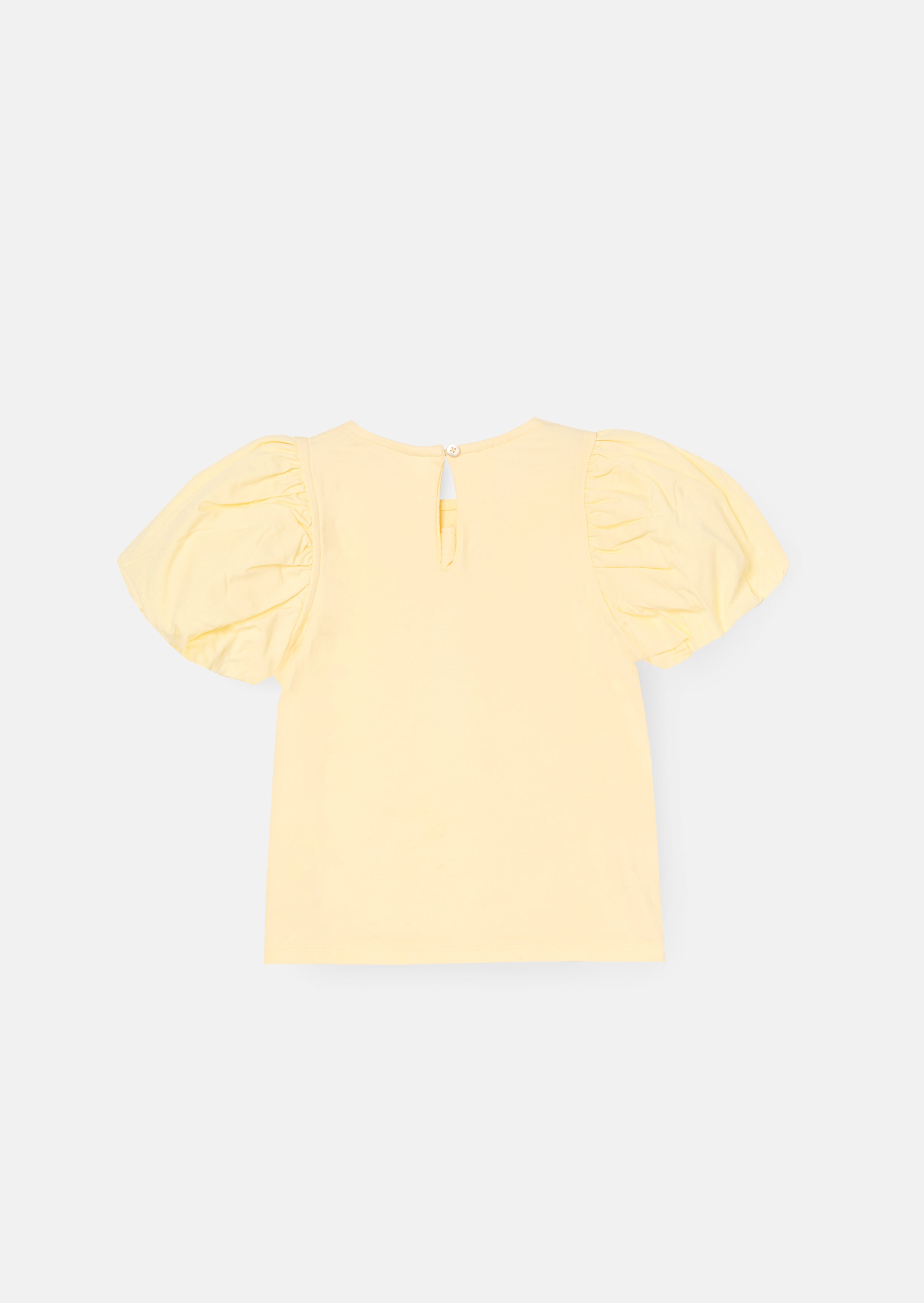 Tilly Yellow Bow Collar Puff Sleeve T Shirt