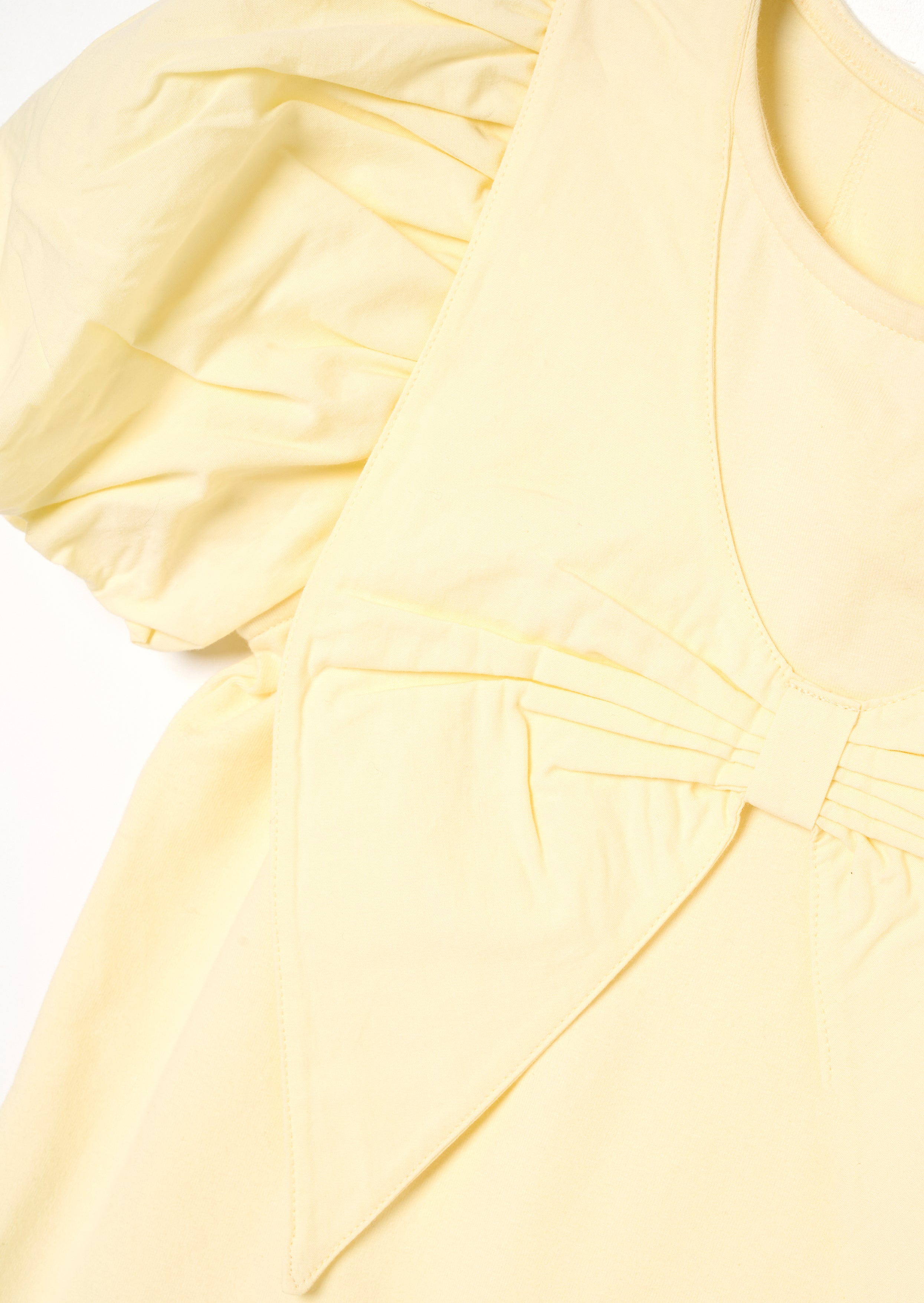 Tilly Yellow Bow Collar Puff Sleeve T Shirt