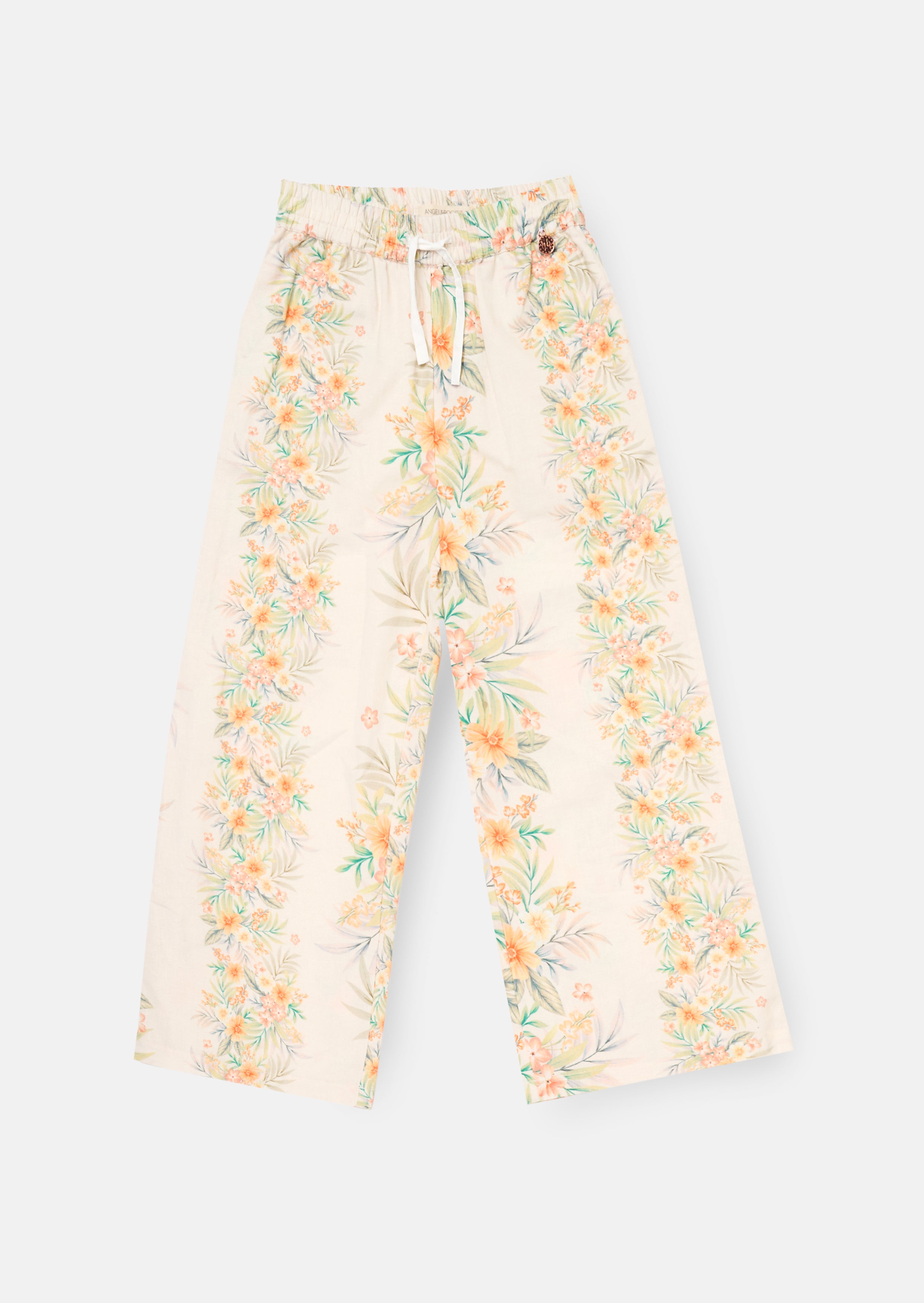 بنطلون بخصر مربوط بطبعة زهور البريمروز