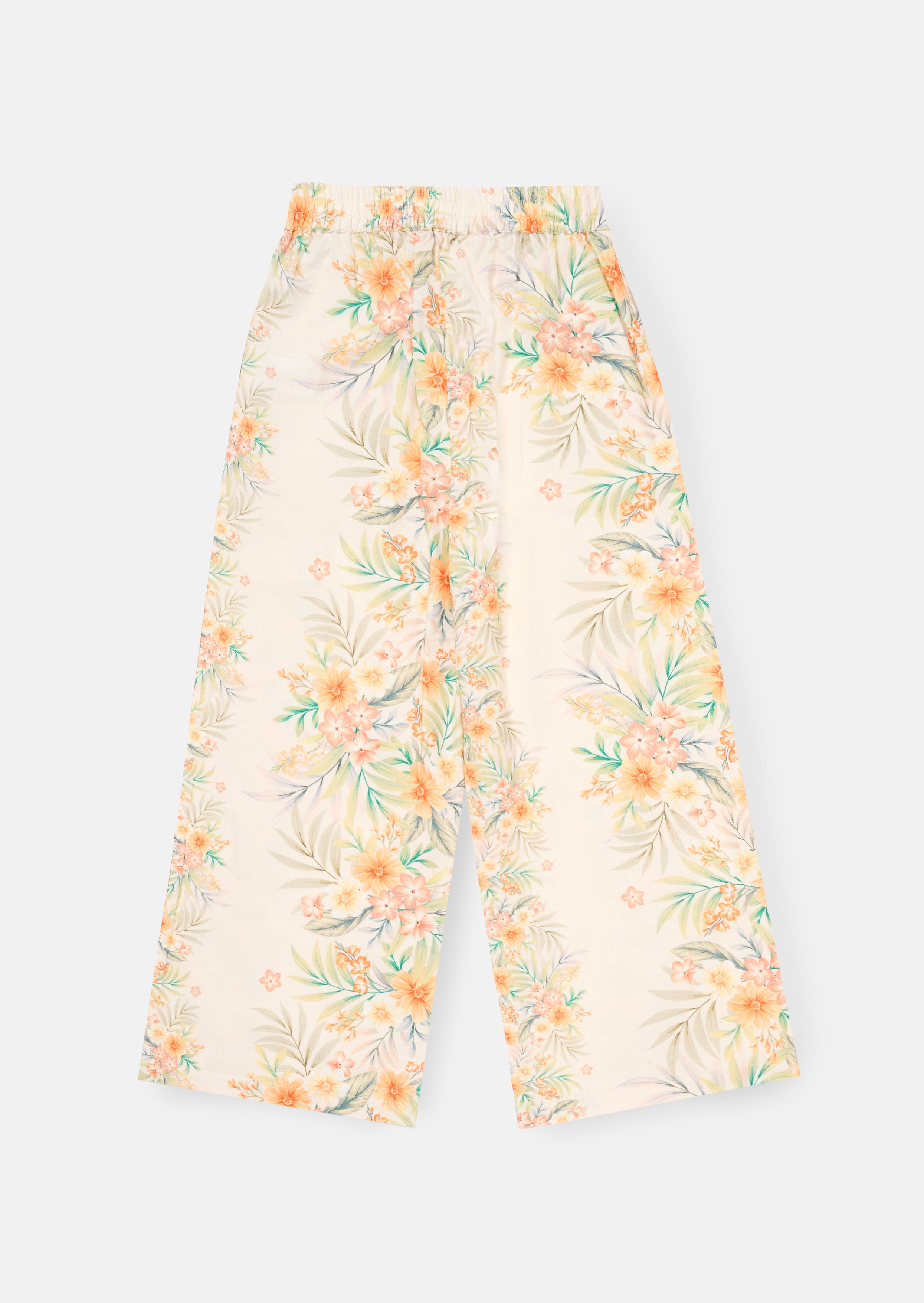 بنطلون بخصر مربوط بطبعة زهور البريمروز