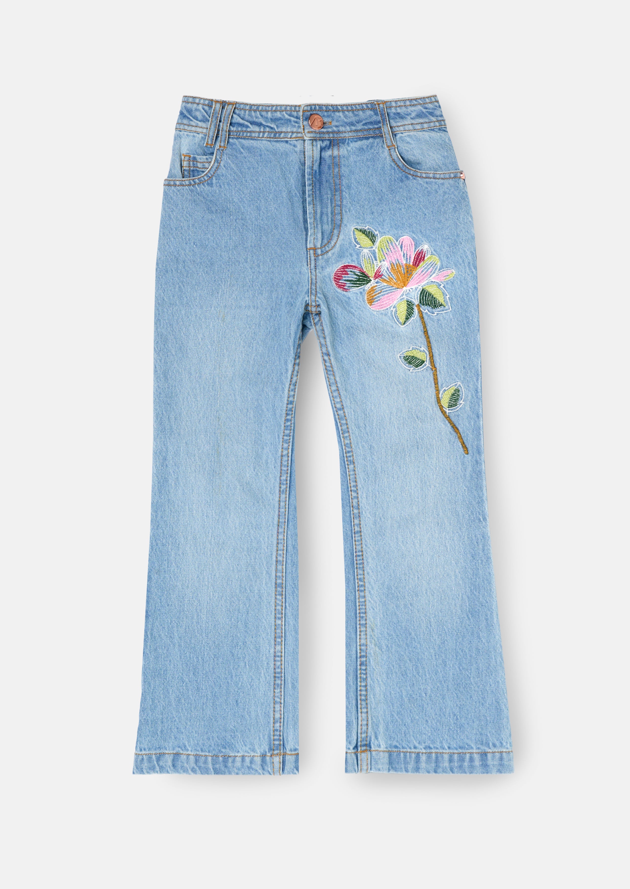 Millie bestickte ausgestellte Jeans aus Denim