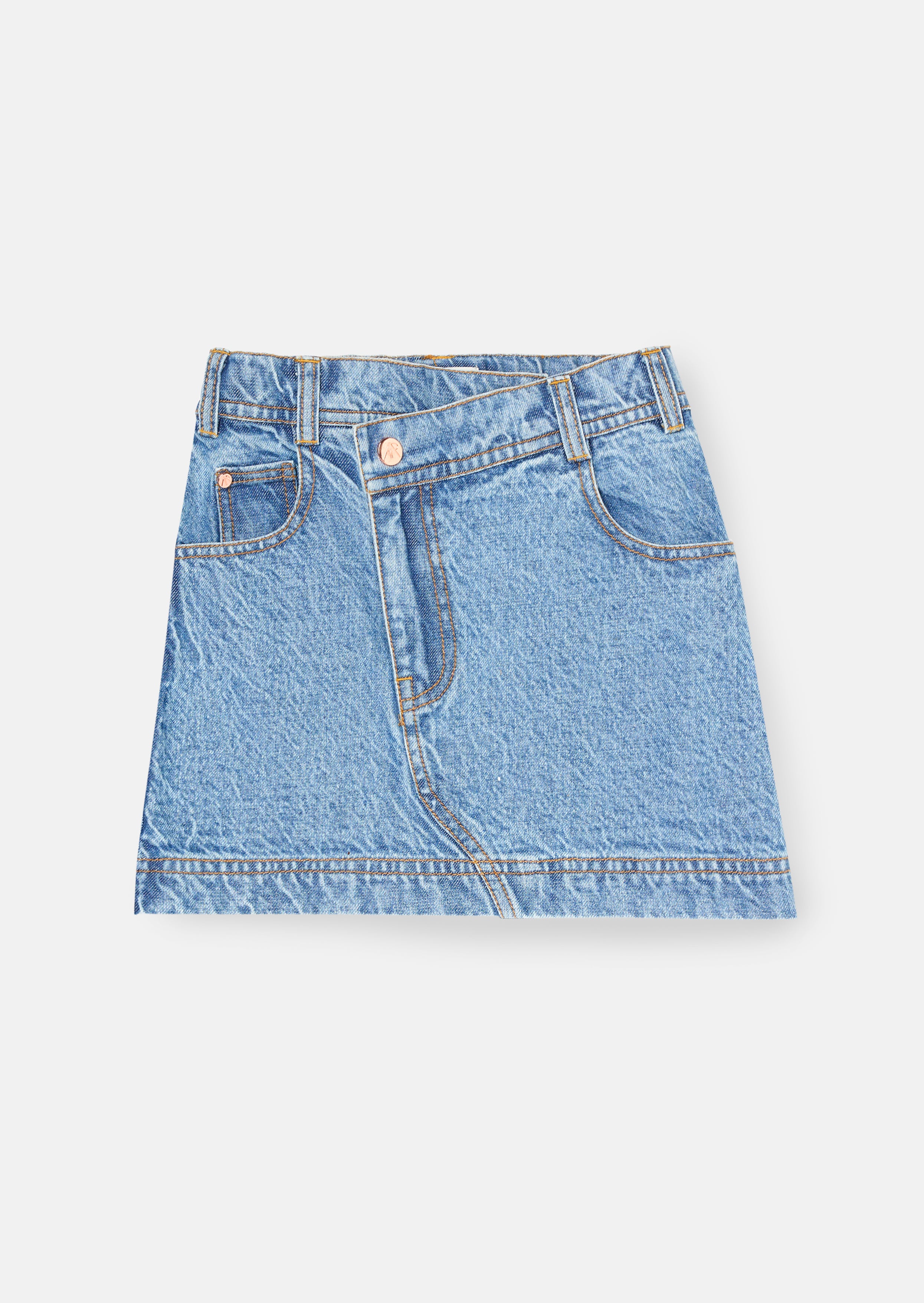 Kendal Asymmetric Waist Denim Mini Skirt