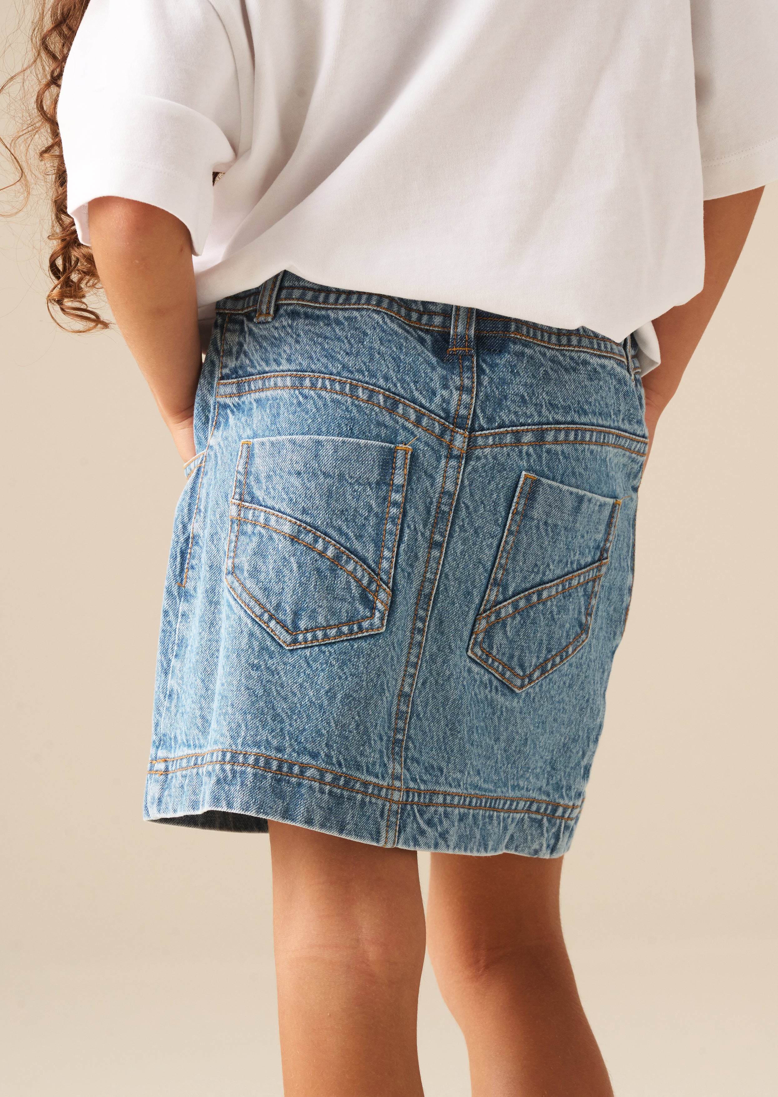 Kendal Asymmetric Waist Denim Mini Skirt