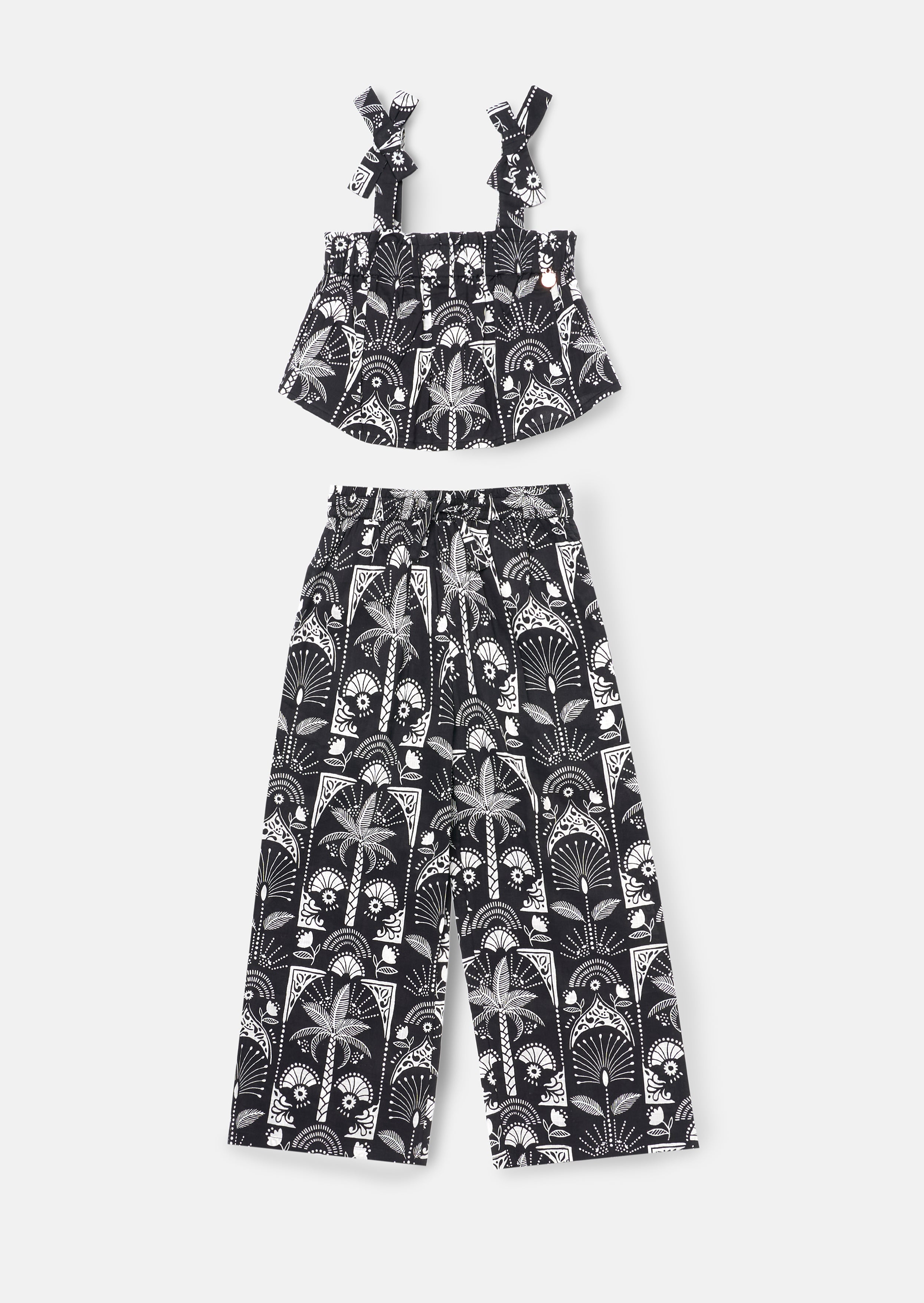 Amie Monochrome Palm Print Top And Trouser