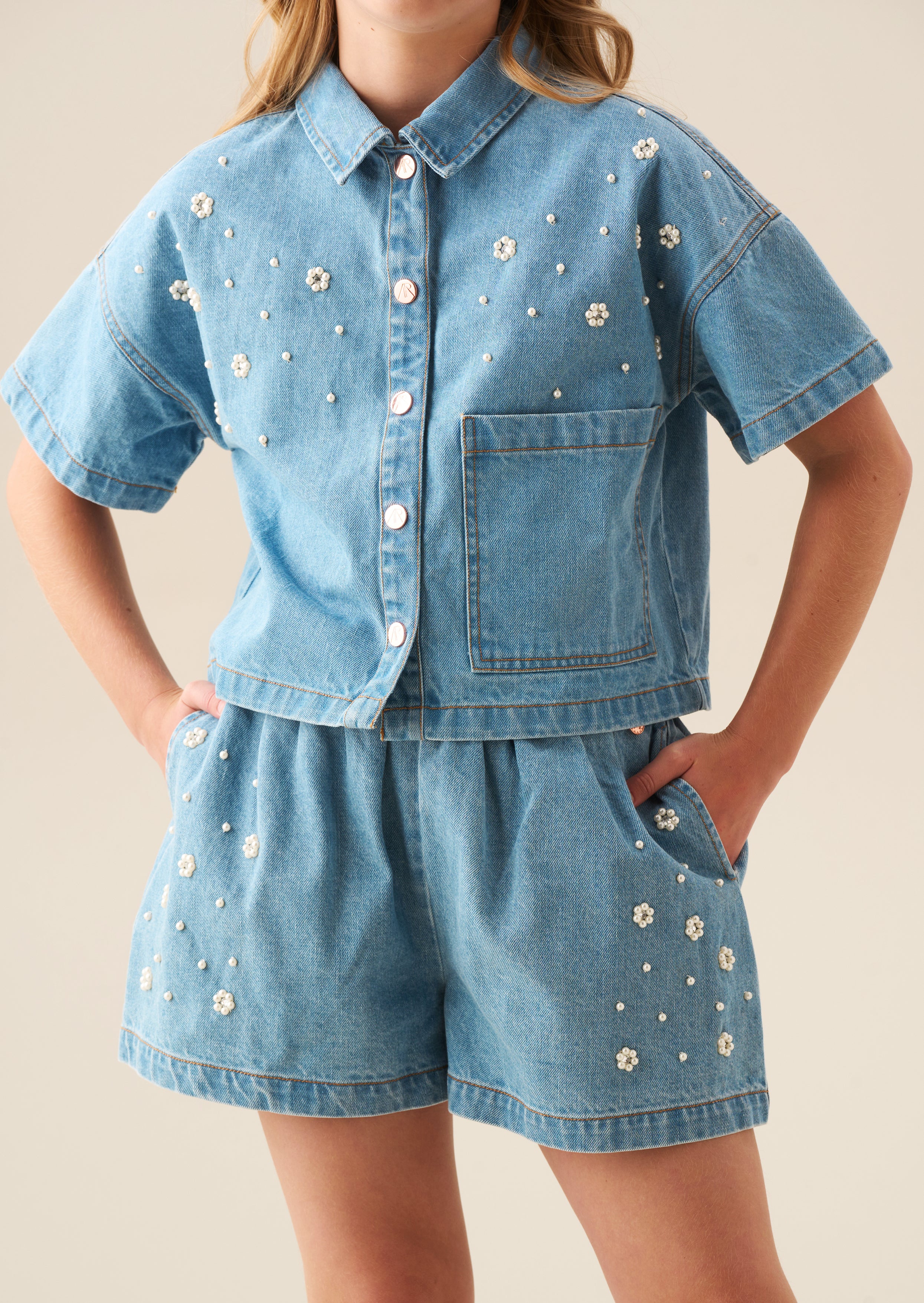 Szorty dżinsowe Zeta z ozdobami