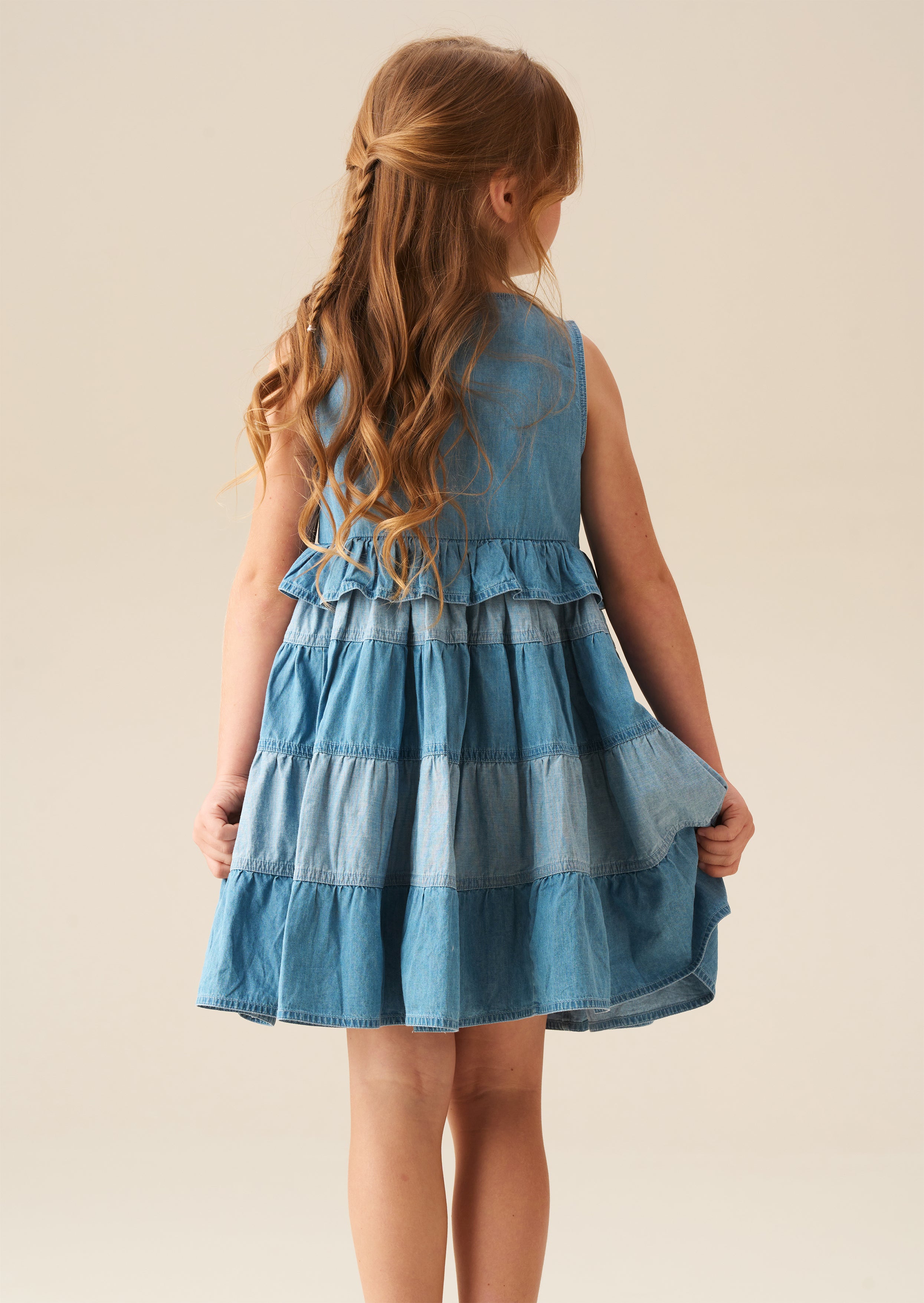 Robe en jean à volants avec détail noué Hannah