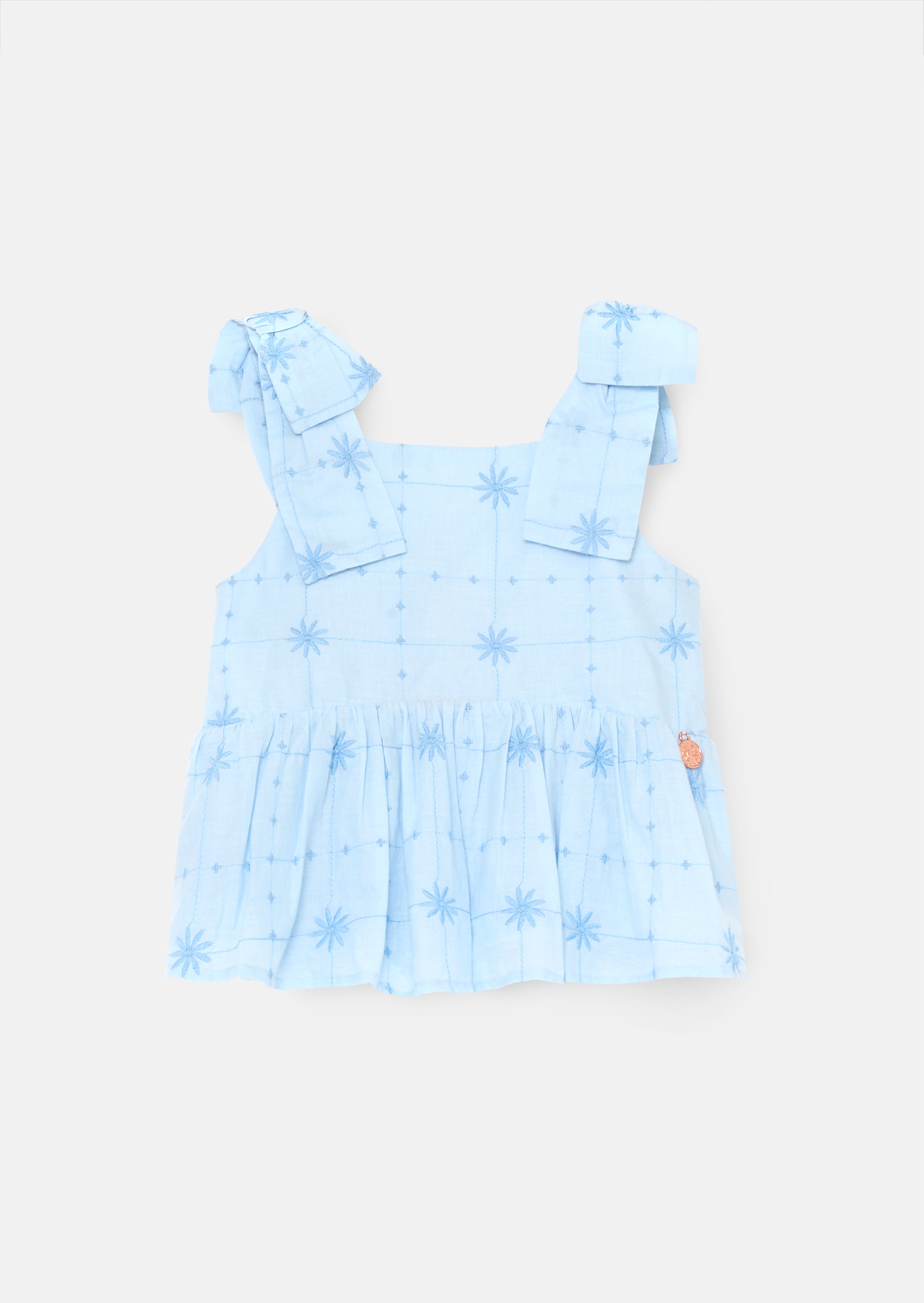 Top ricamato con dettaglio annodato Nellie