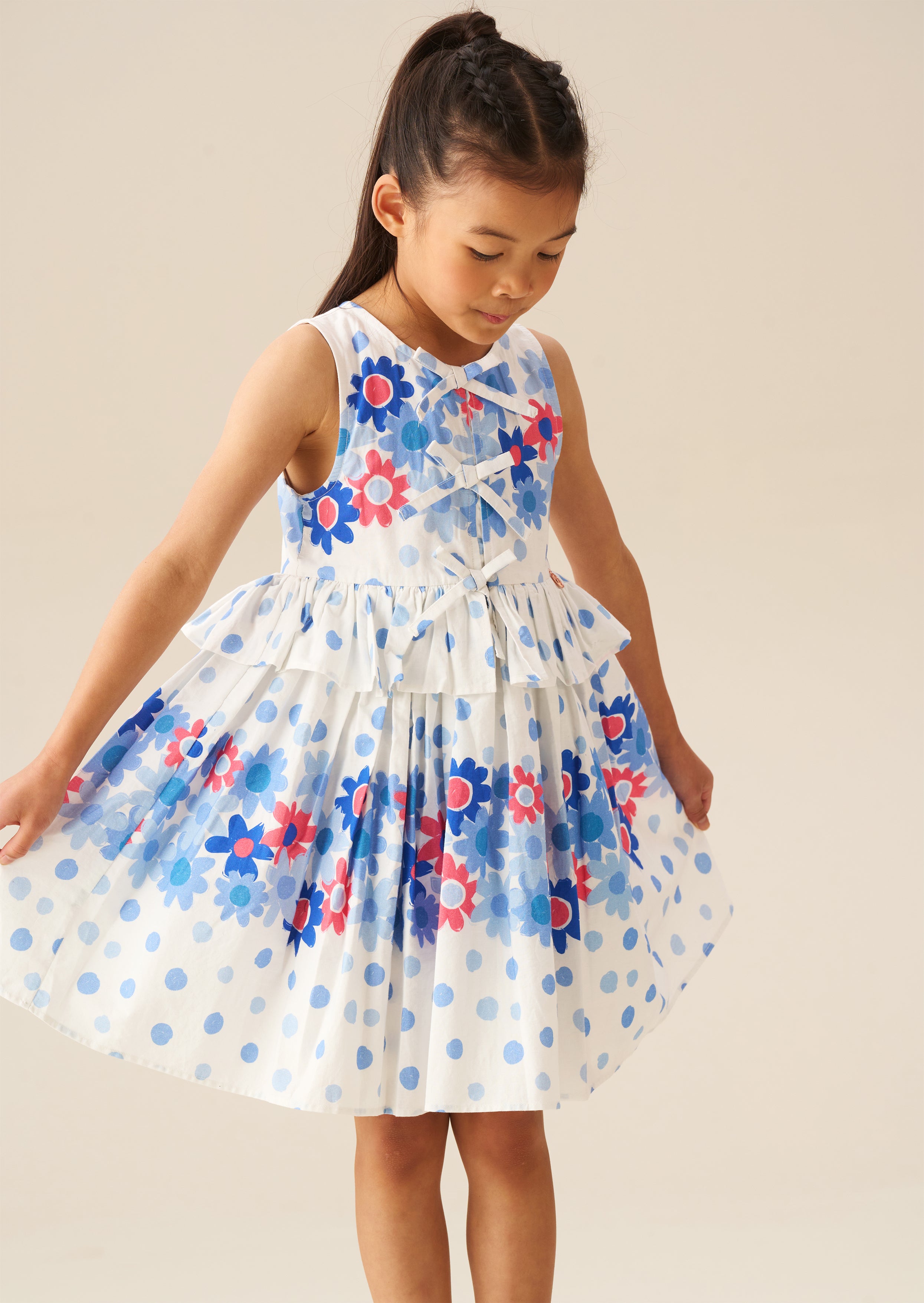 Anais Spot Floral Print Tie Detail Dress