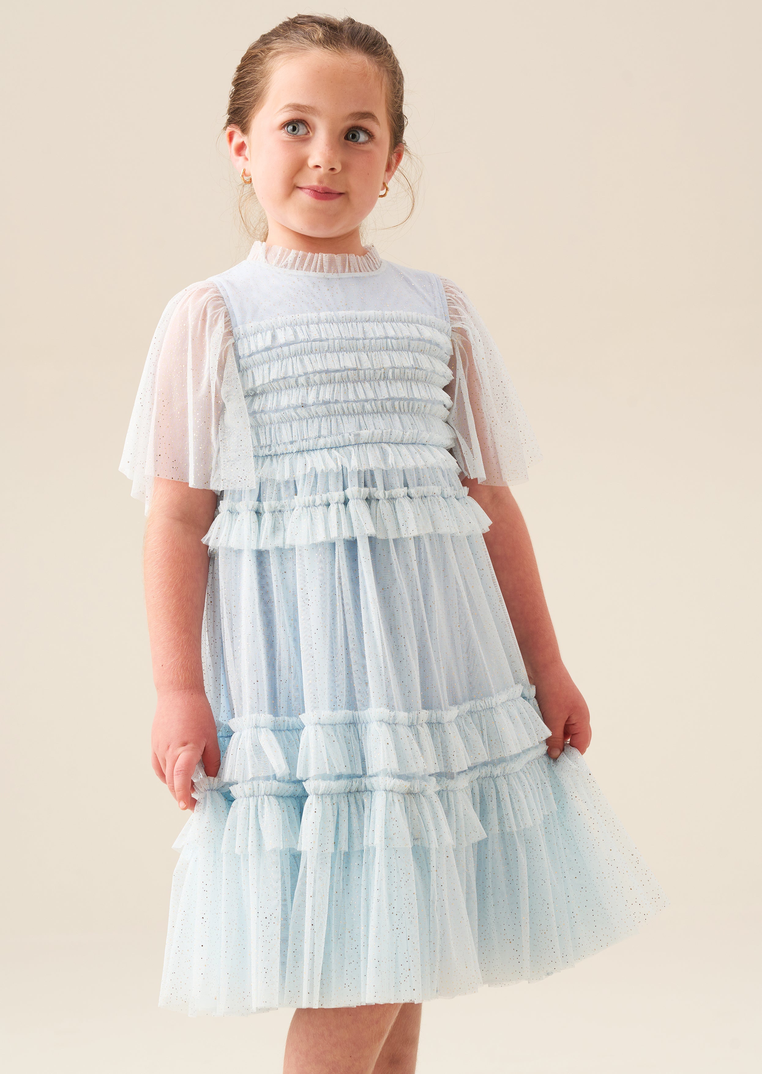 Xeni Ruffle Detail Mesh Dress