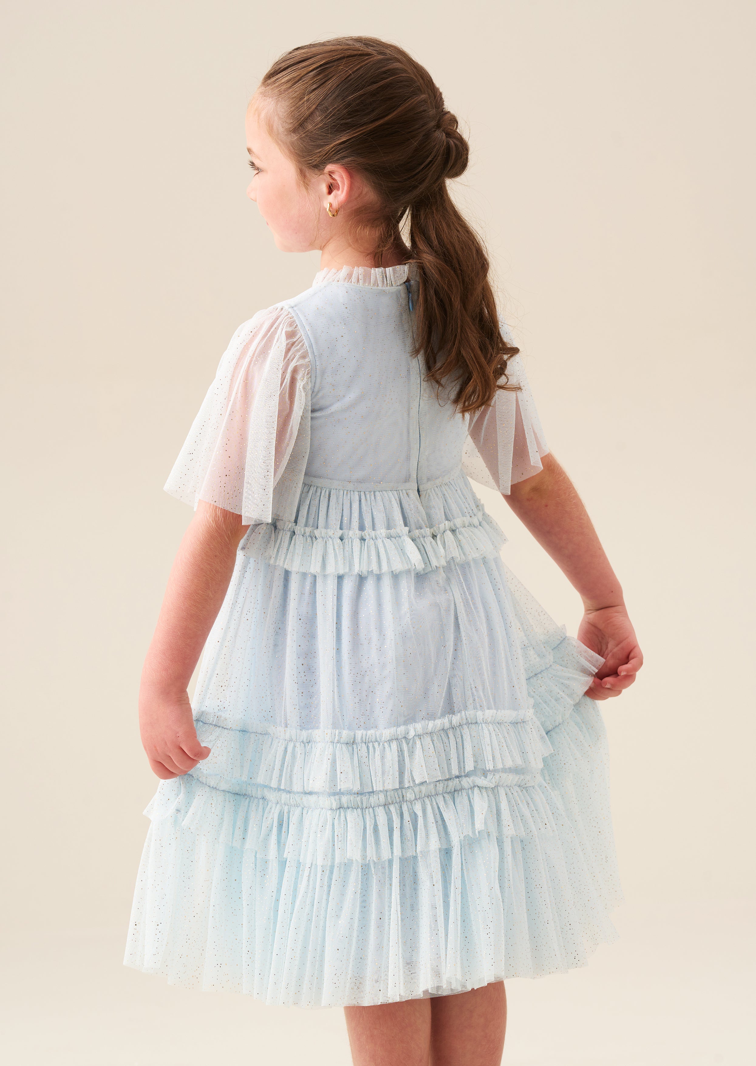 Xeni Ruffle Detail Mesh Dress