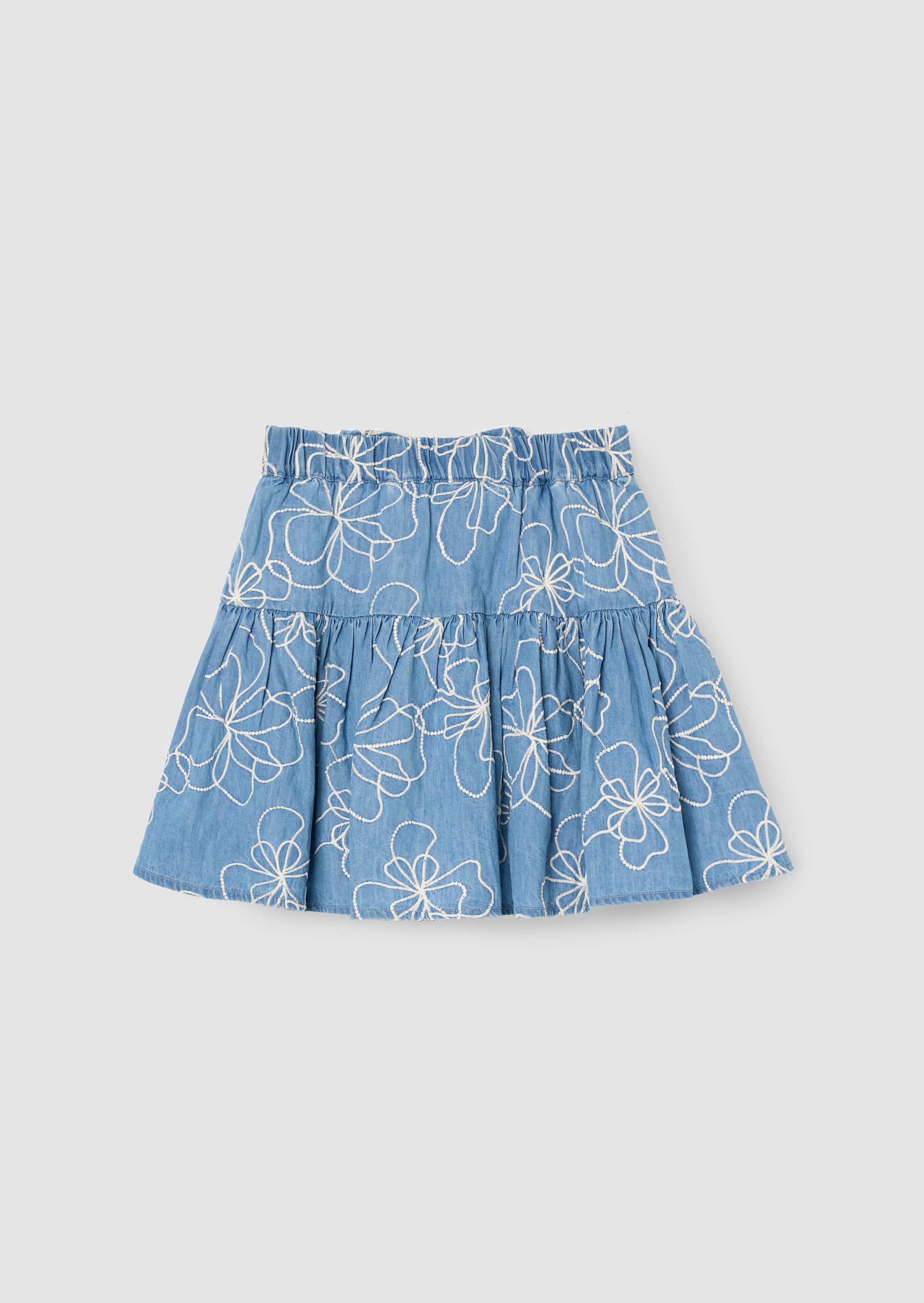 تنورة دينيم مزينة بتطريز مايا مع فيونكة