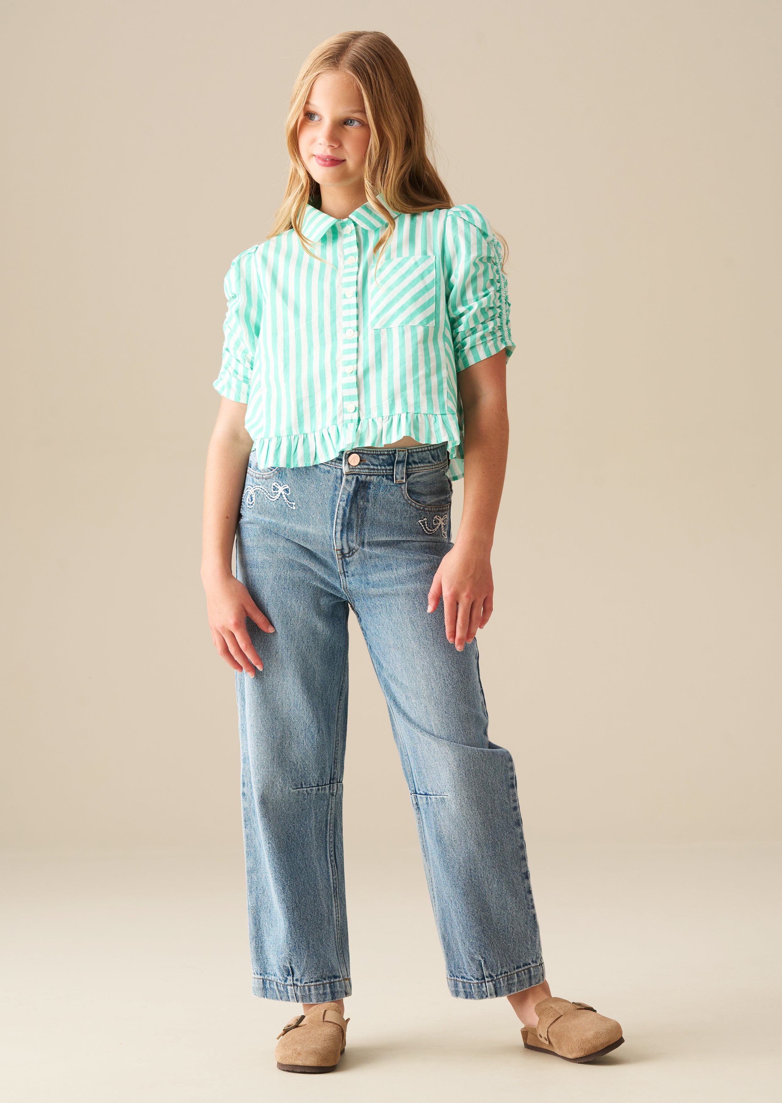 Sammie Stripe Ruffle Hem Shirt