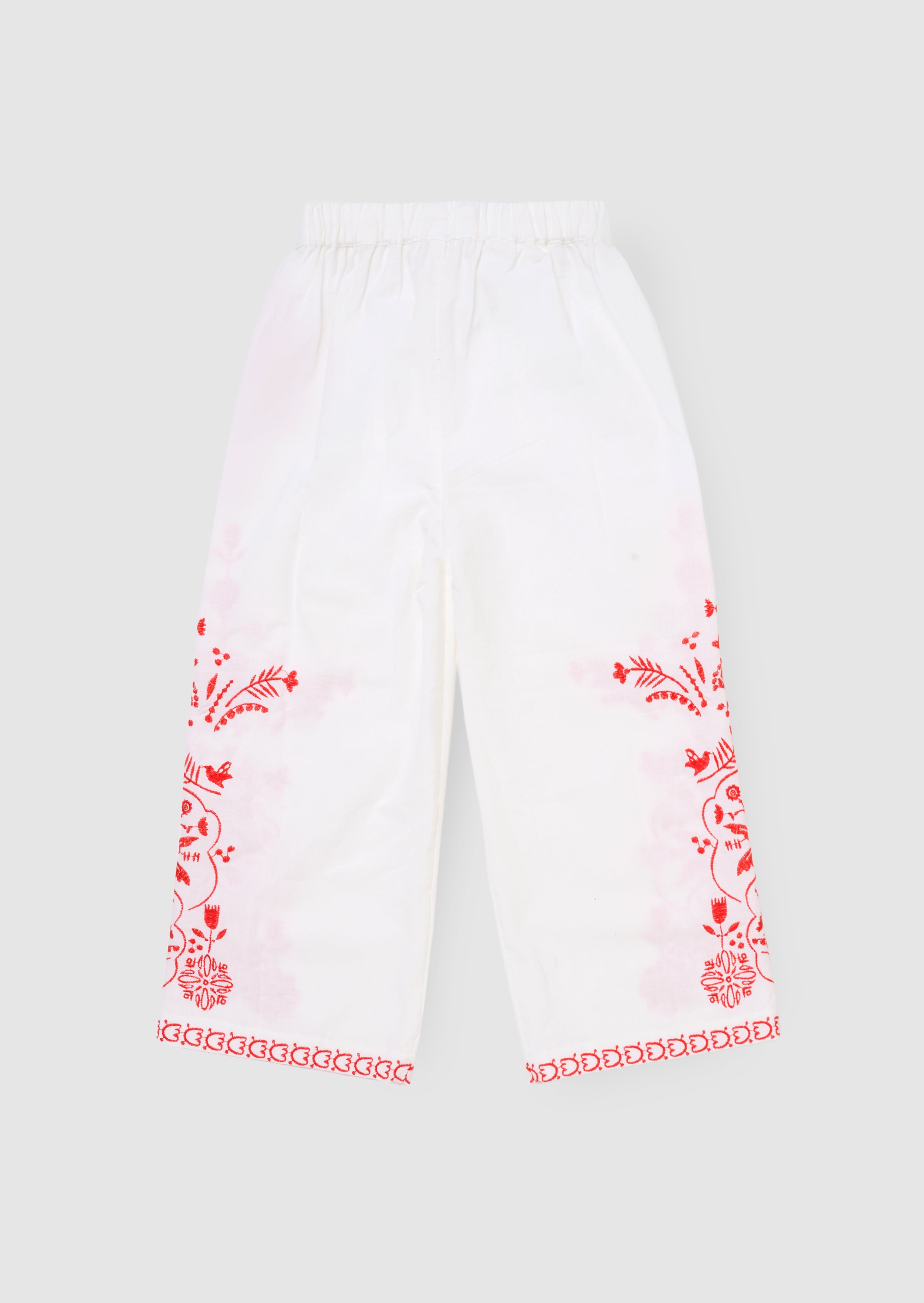 بنطلون بيبا المطرز بحزام عند الخصر