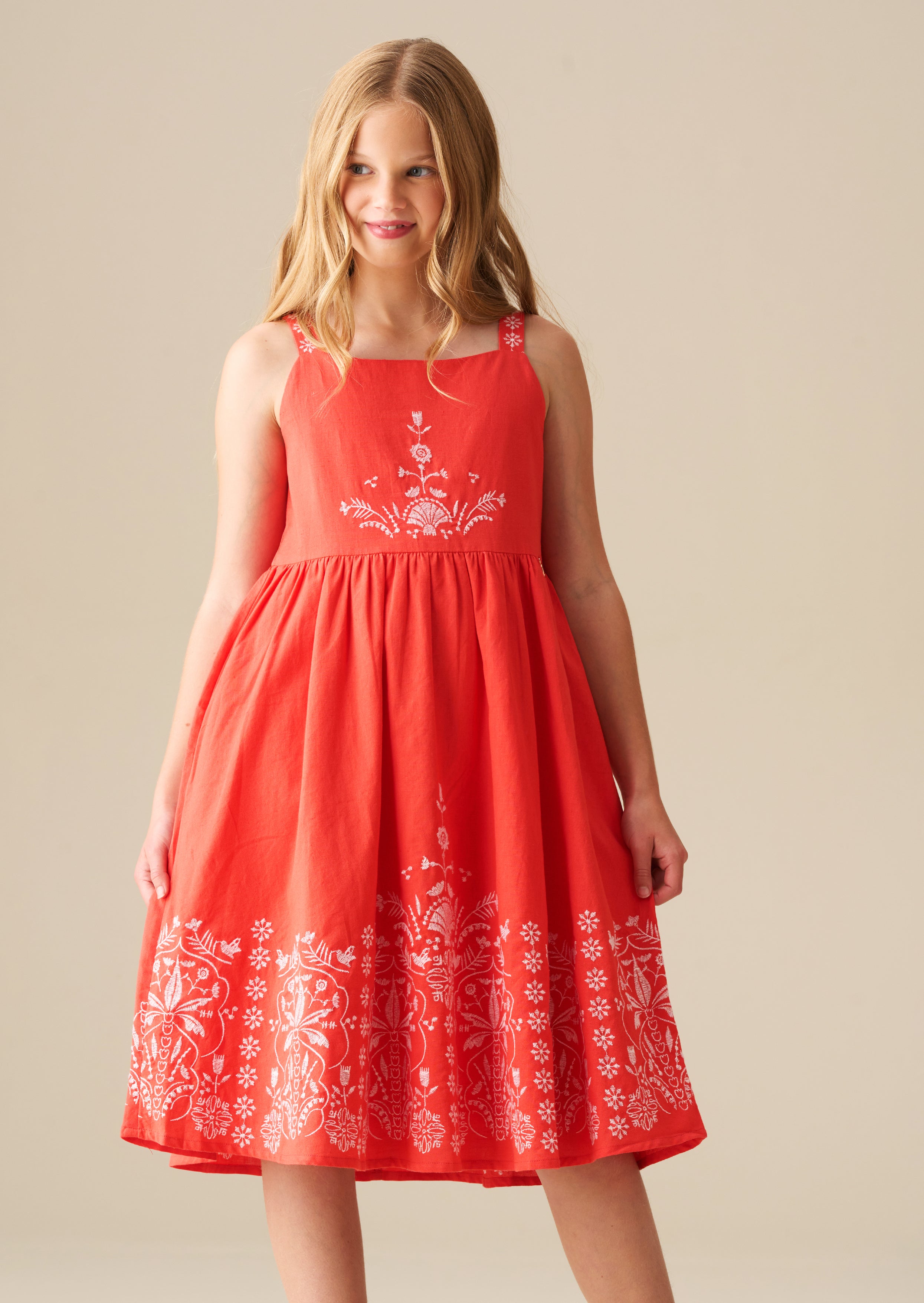 Pippa Red Embroidered Dress