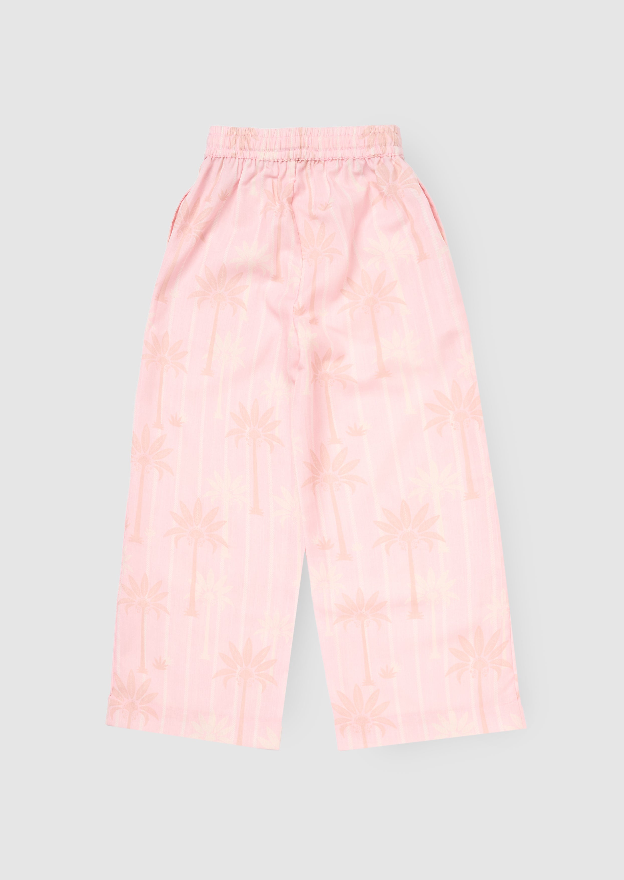 Pantalon taille nouée imprimé palmiers Sarah Pink