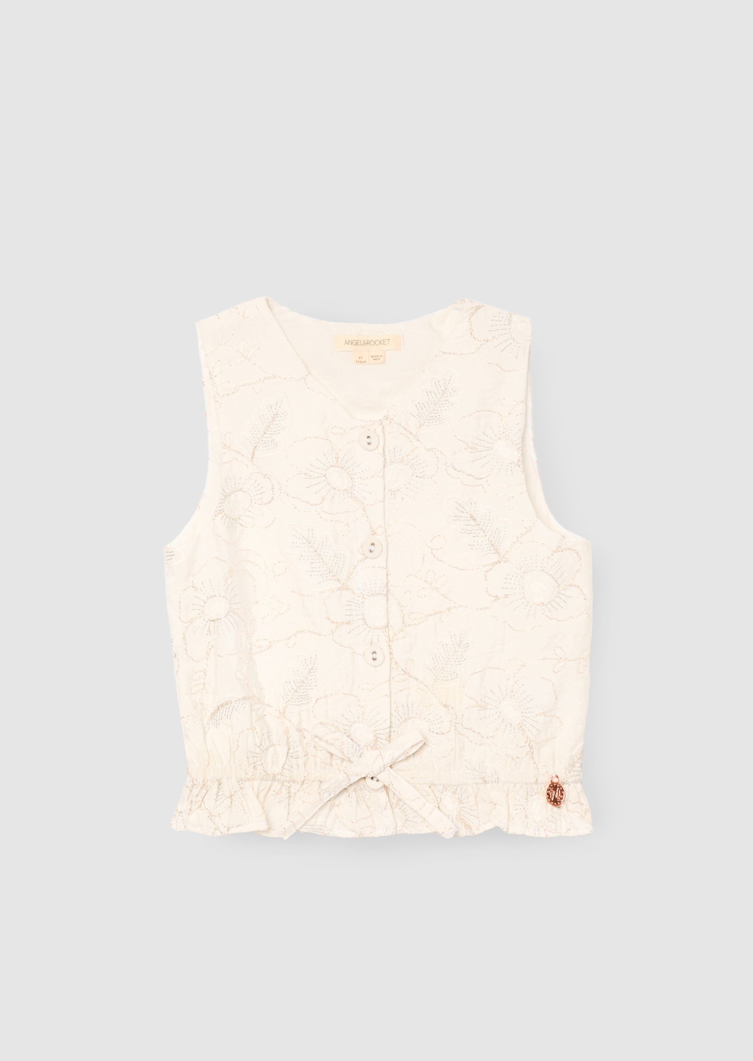 Aurora Floral Embroidered Waistcoat Top
