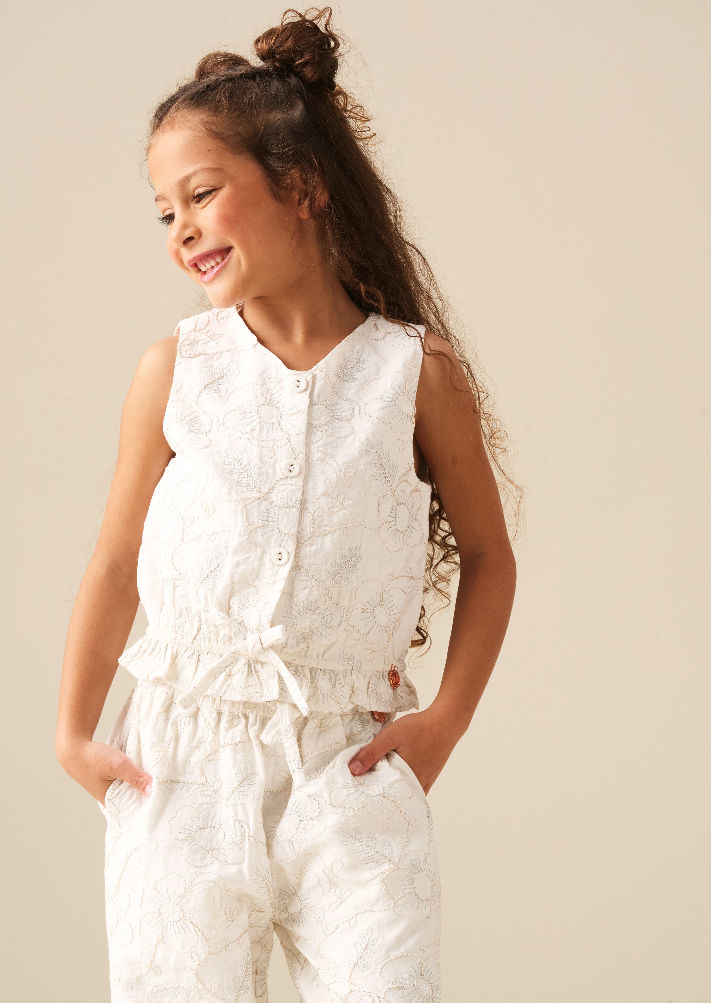 Aurora Floral Embroidered Waistcoat Top