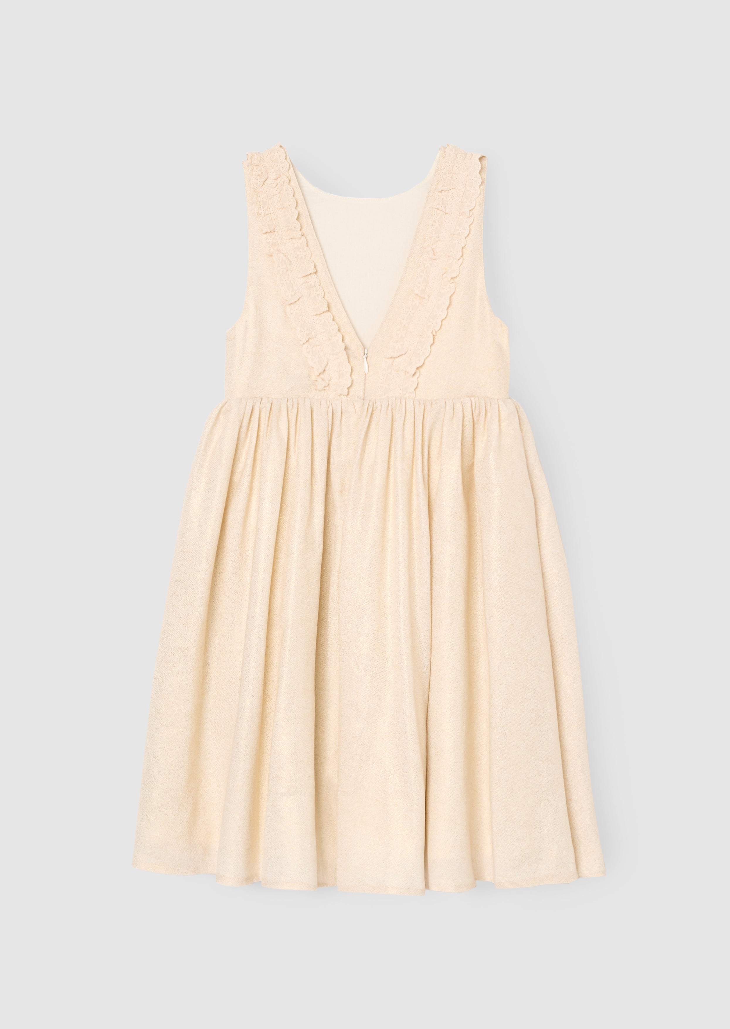 Ava Metallic Schimmer Leinen Kleid mit Spitzenbesatz