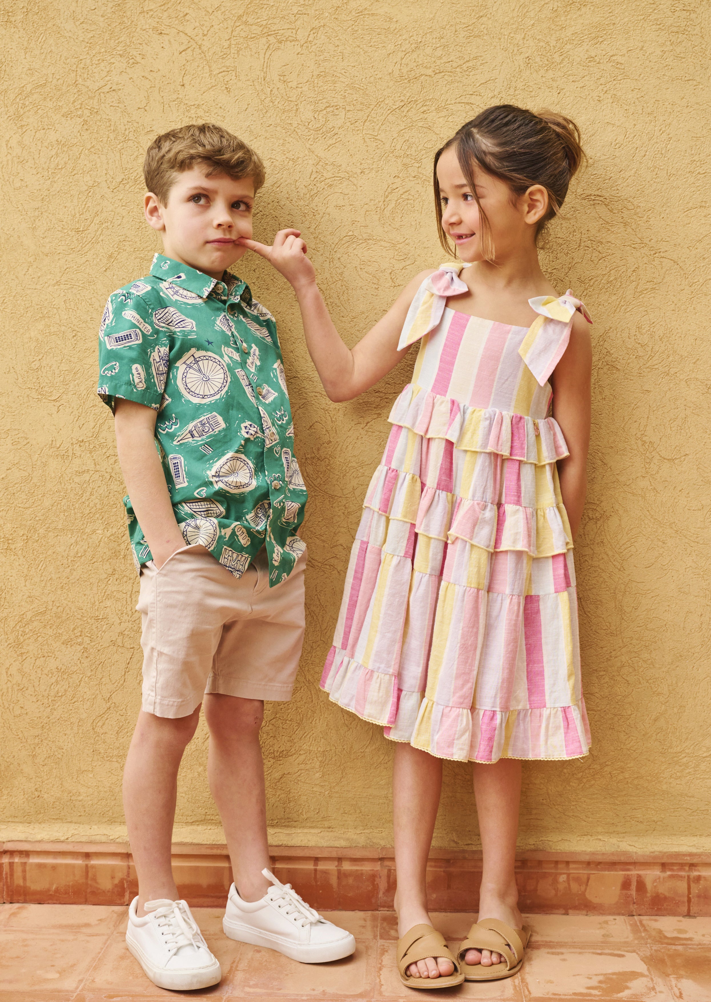 فستان نولا مخطط بألوان الباستيل متعدد الطبقات