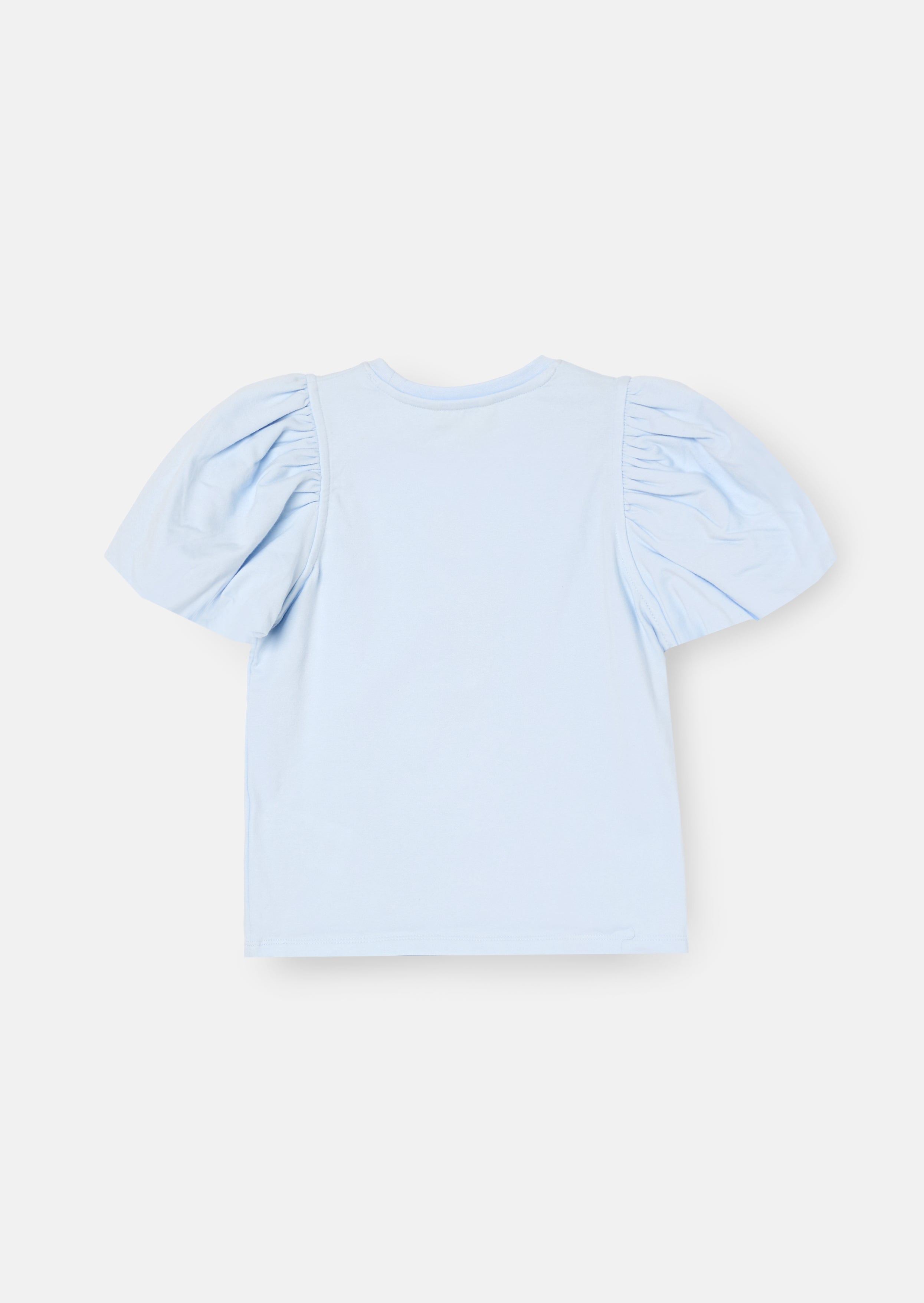 Camiseta con mangas abullonadas bordada con flores de margarita