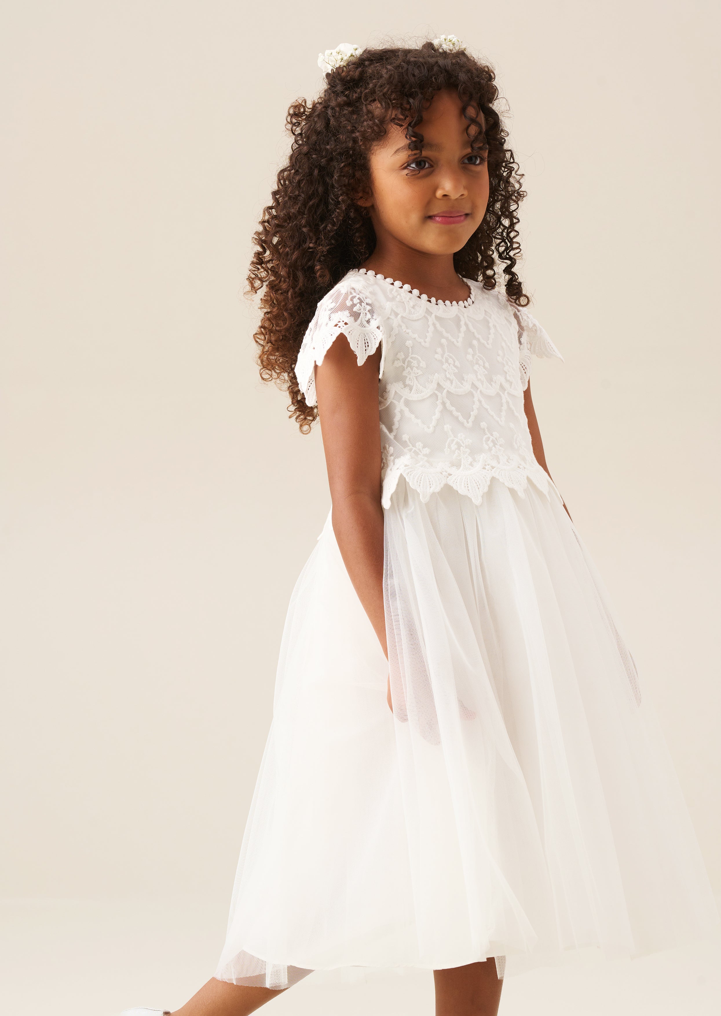 Classic Lace Ivory Flower Girl Dress | Angel & Rocket