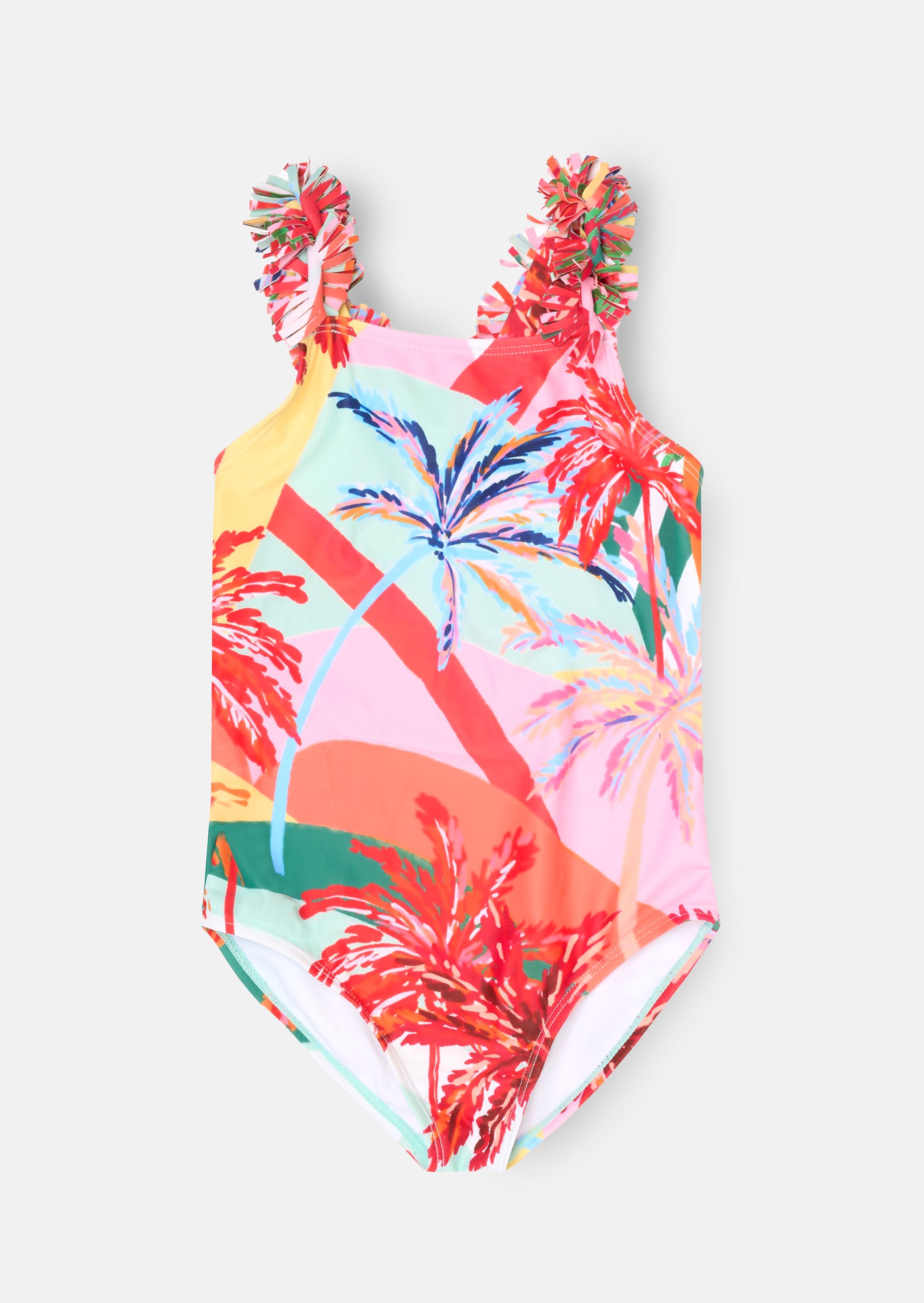 Essie Palm Print Frill Strap Swimsuit