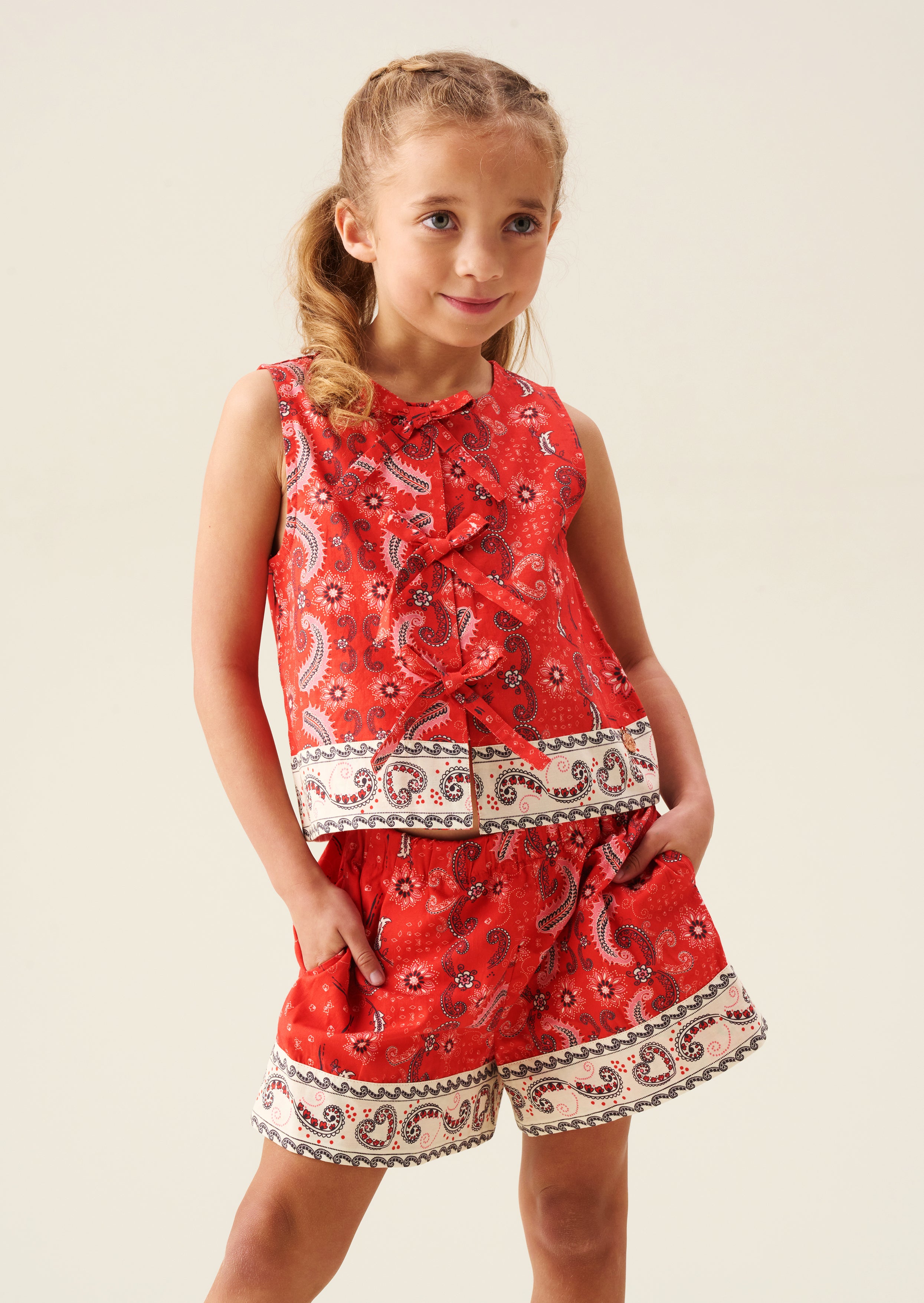 Ava Tie Front Bandana Print Top