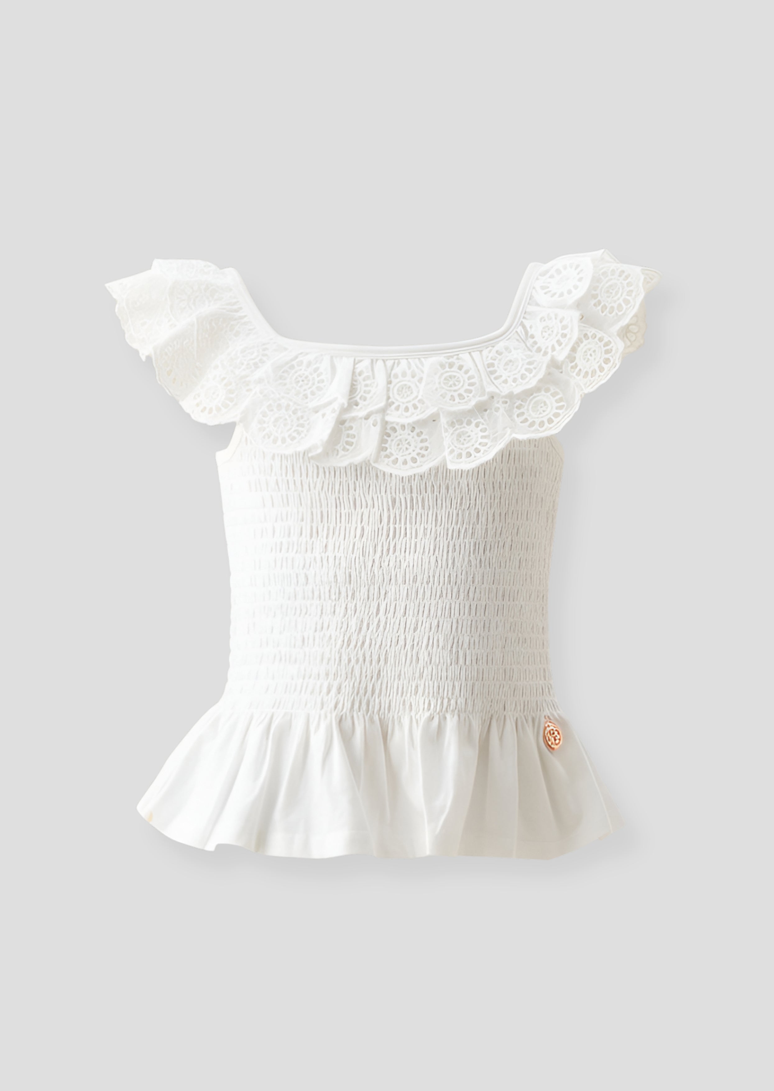 Charlie Stickerei Rüschengesäumtes gerafftes Weste-Oberteil