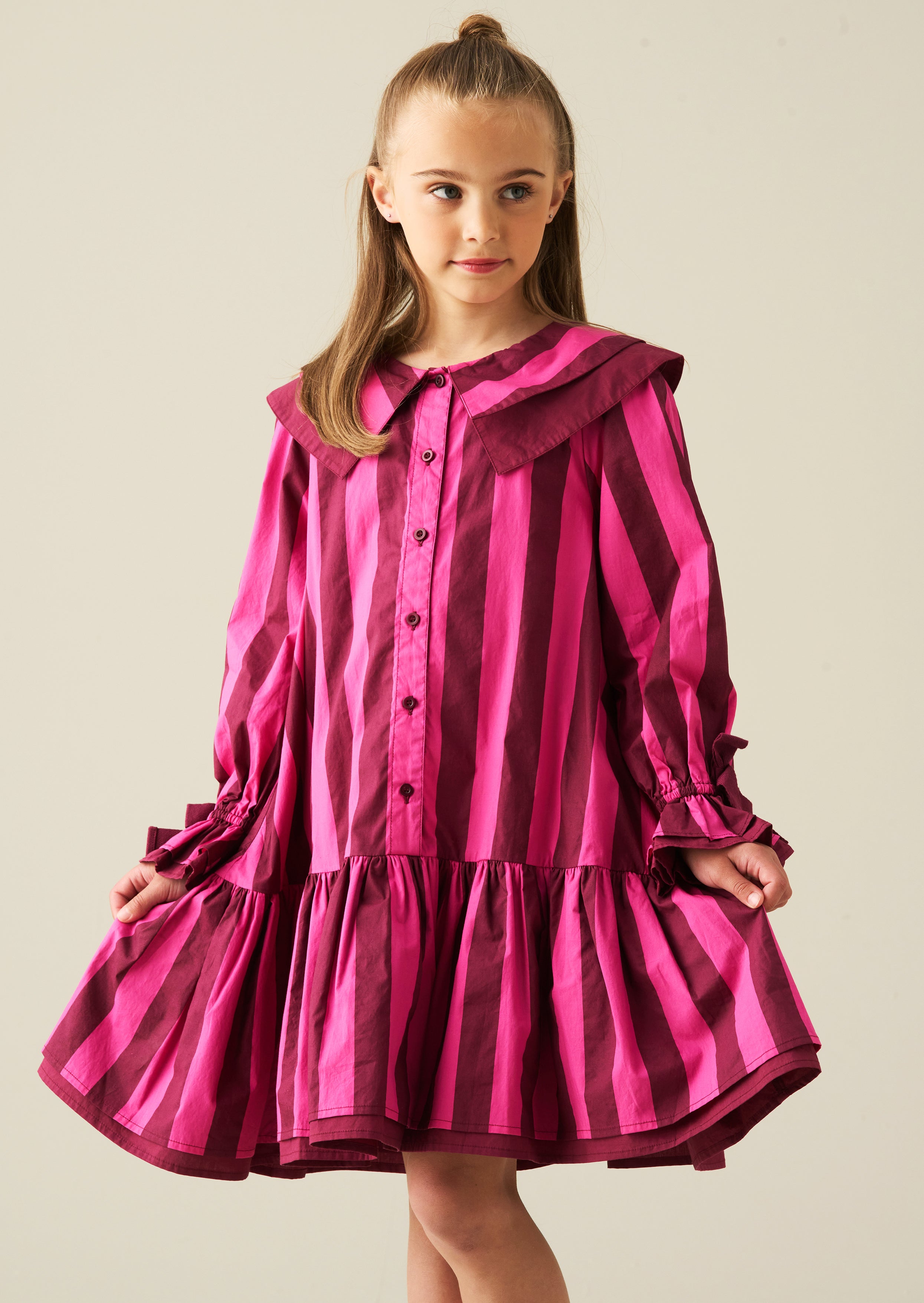 Frankie Stripe Double Collar Dress
