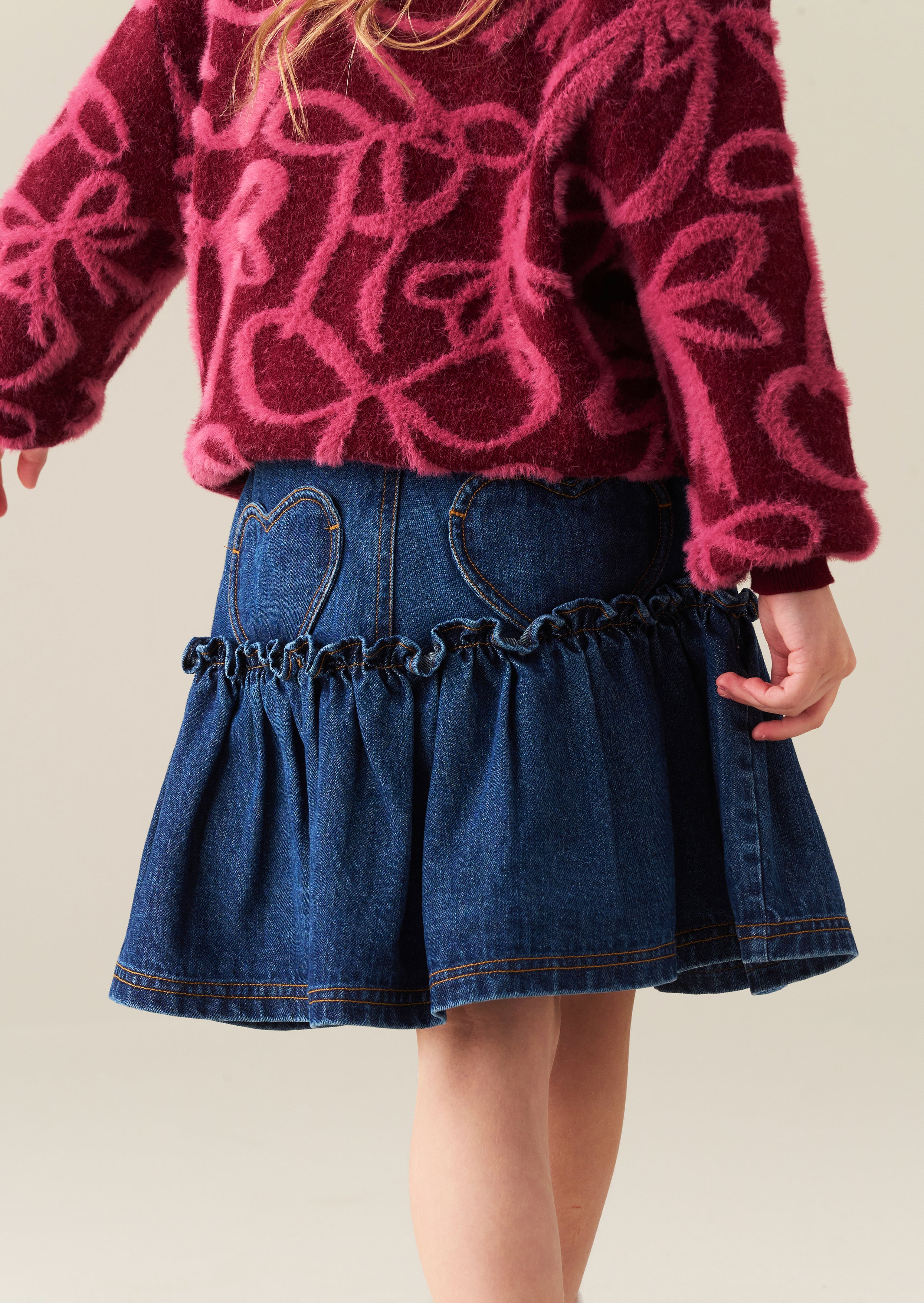Neomie Denim Rock mit Wellensaum