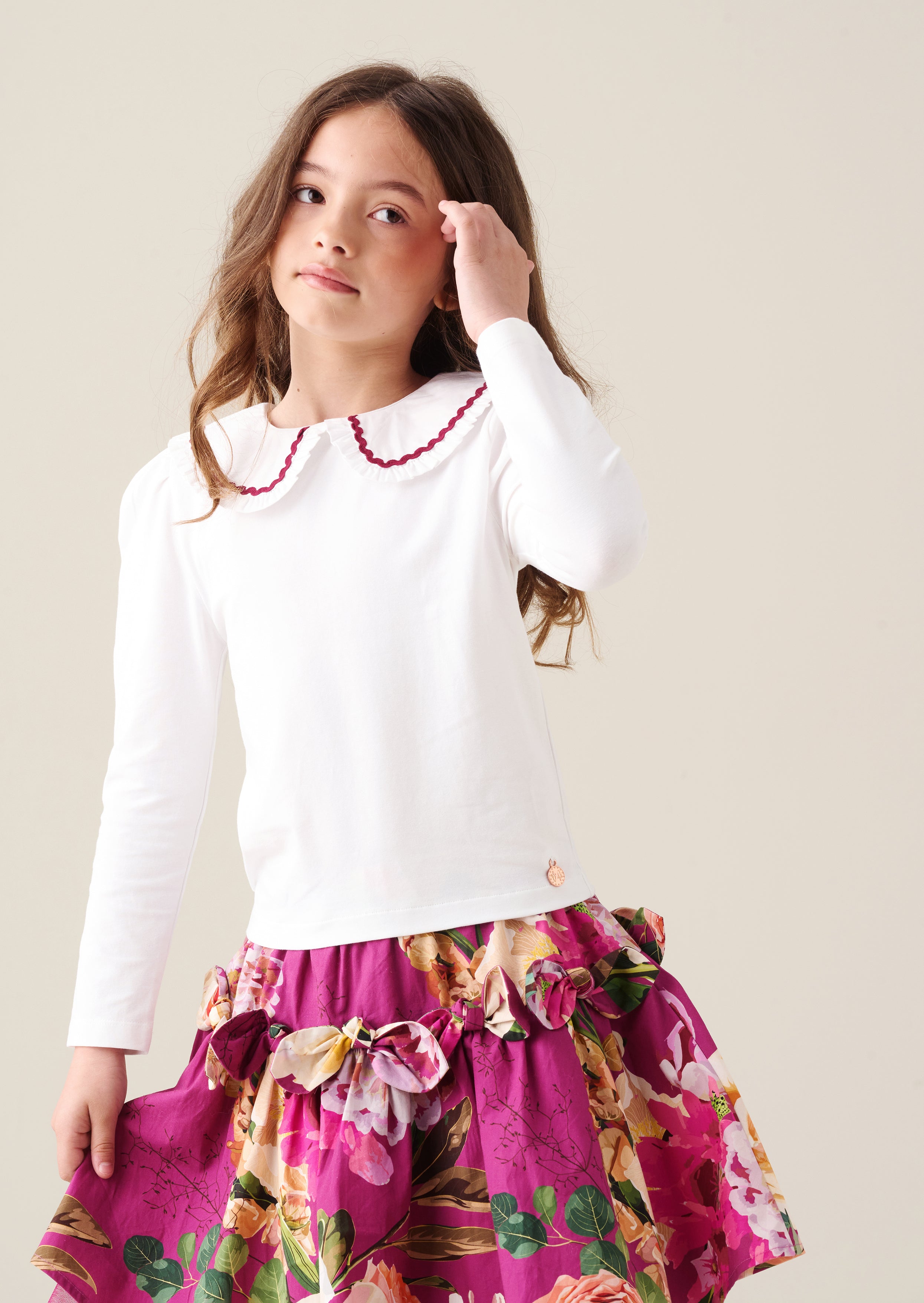 Trinity Woven Collar Long Sleeve Top