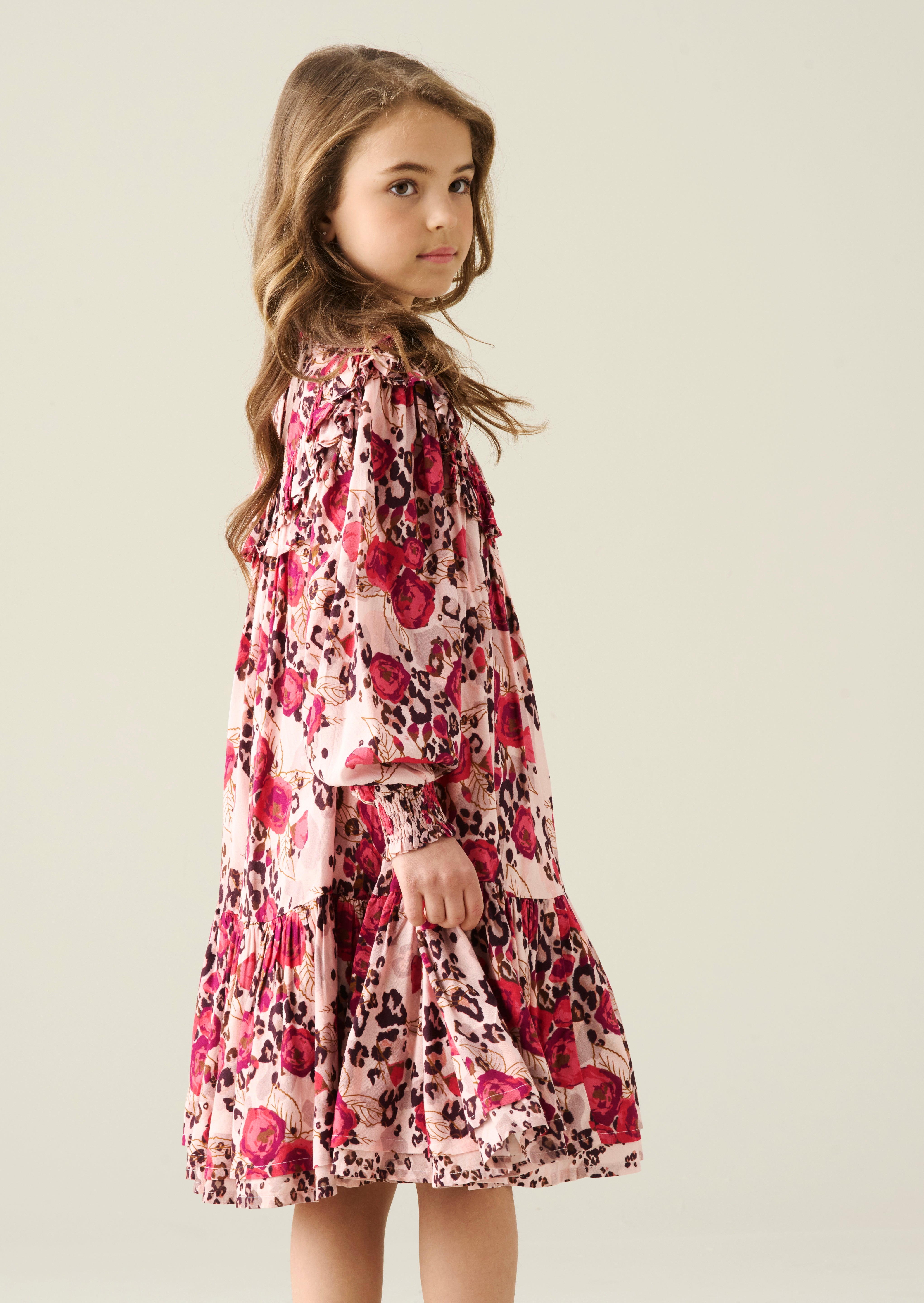 Vestido Lyra con estampado de rosas y animales