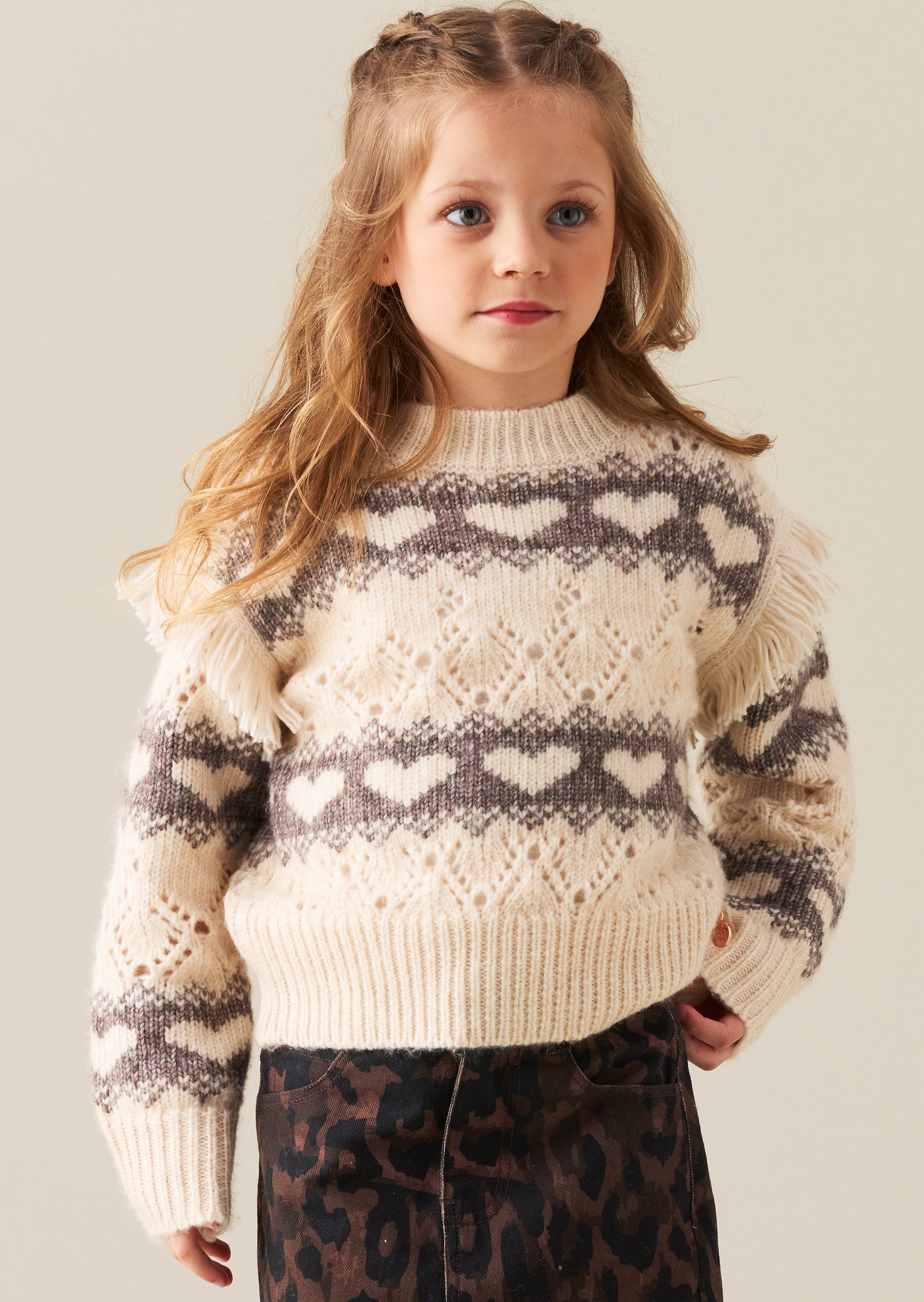 Luna Grobstrickpullover mit Herzmuster
