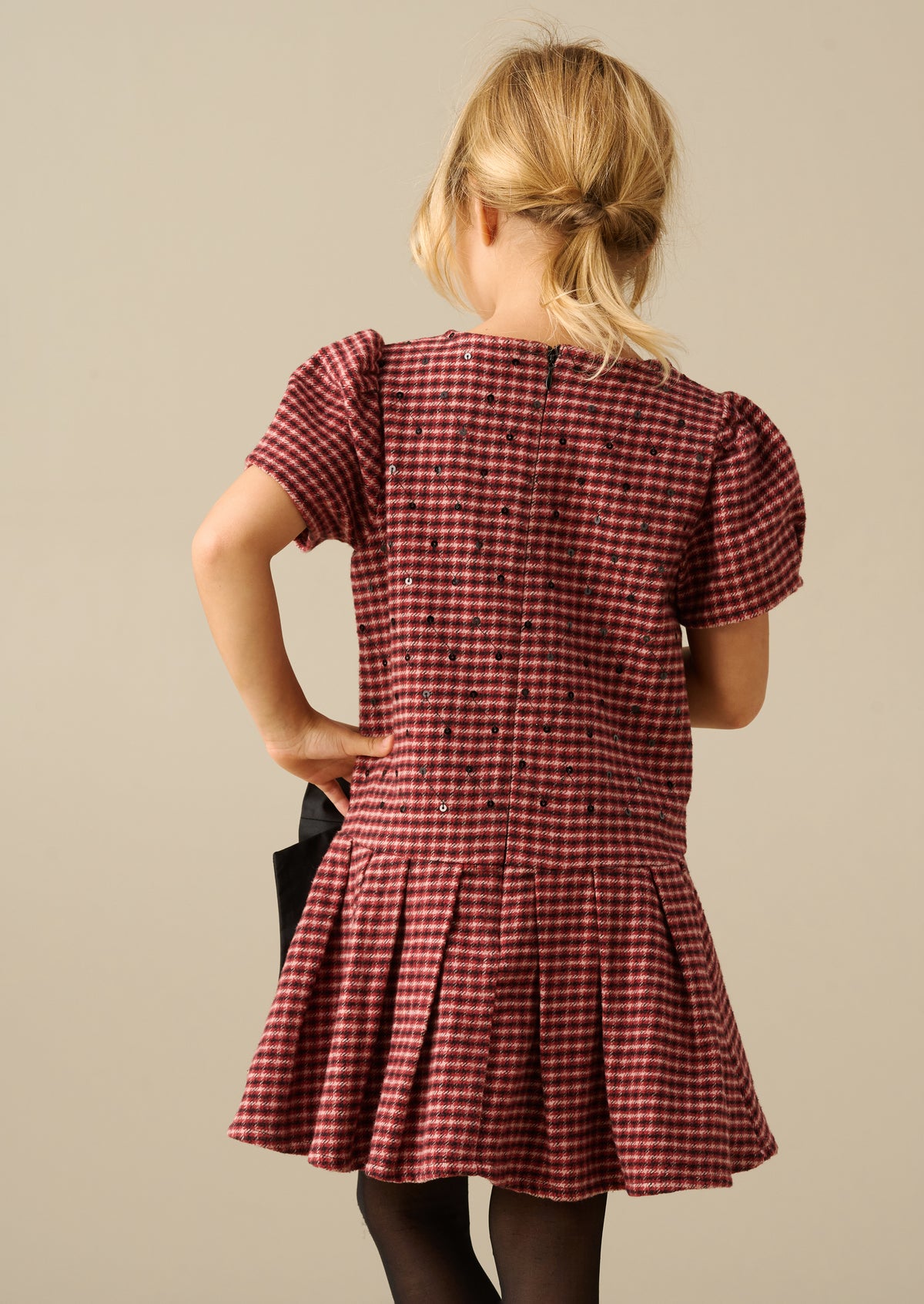 Zoe-Kleid mit Karomuster und Schleife
