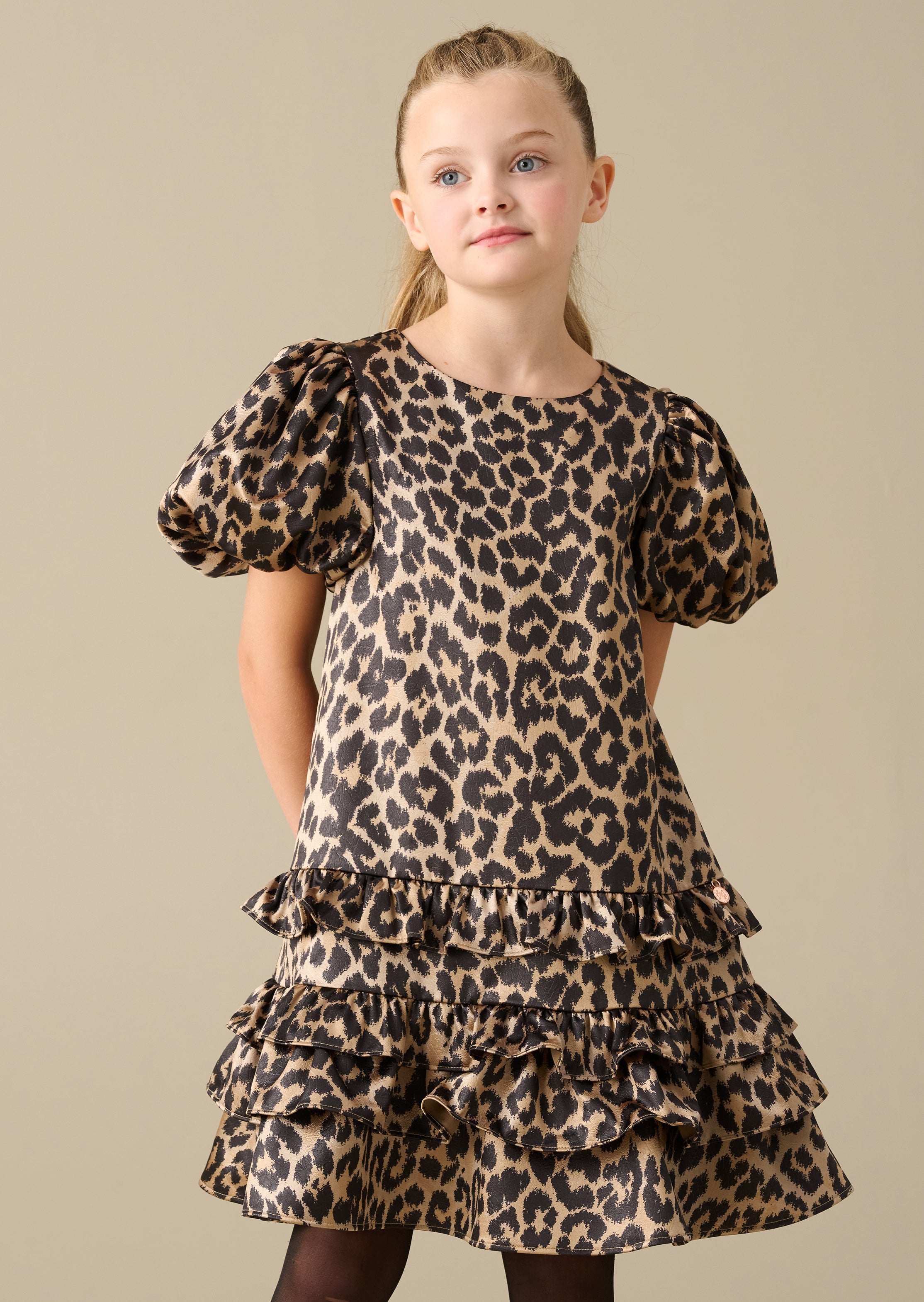 Seren Leopard Print Layered Frill Dress