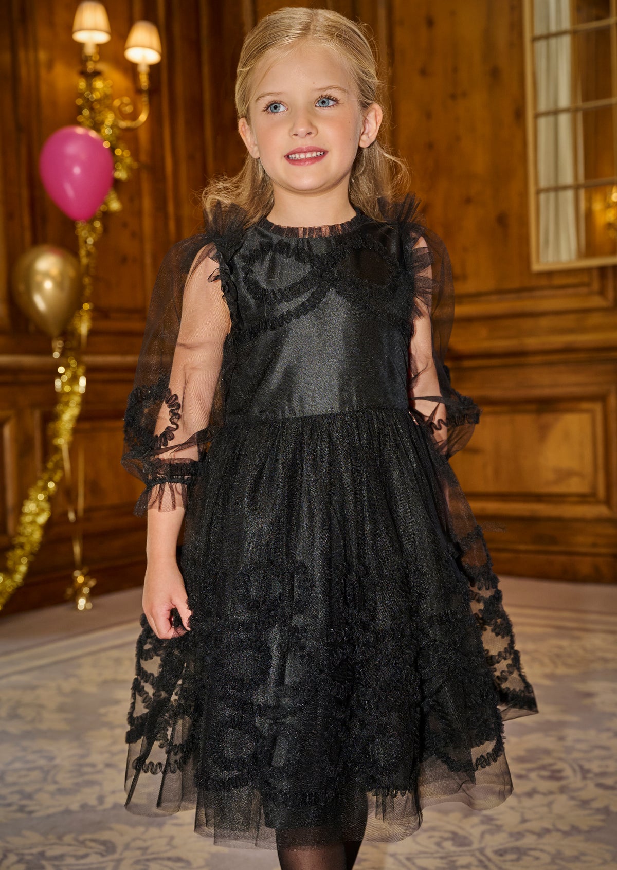 Juliette Black Frilled Bow Mesh Dress
