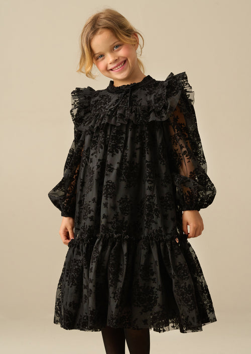 Nova Flocked Mesh Dress
