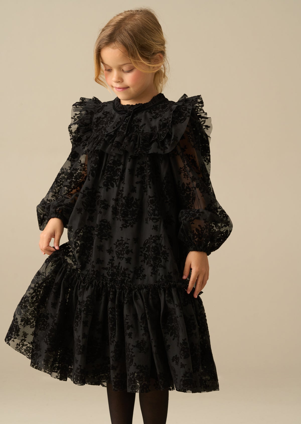 Nova Flocked Mesh Dress