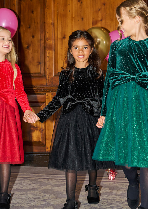 Elsie Black Velvet Tulle Dress