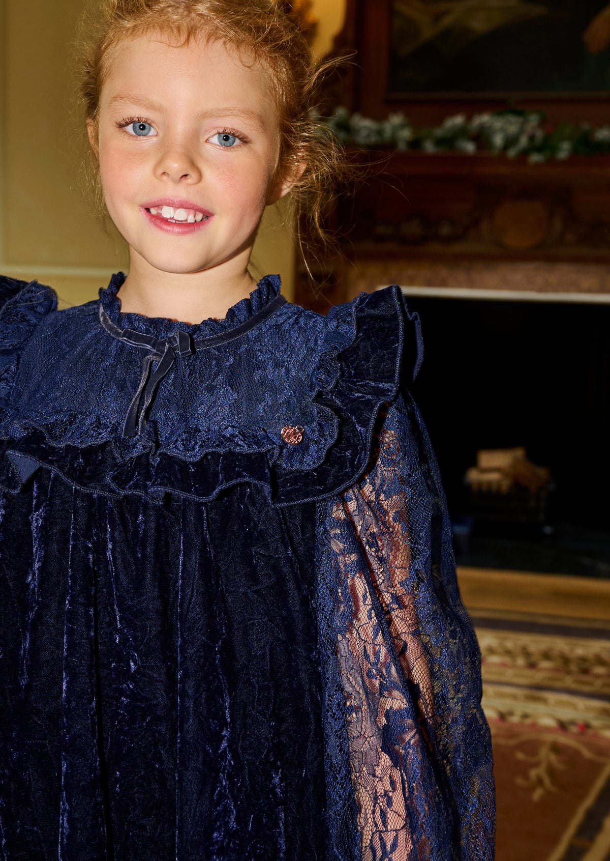 Amelia Velvet Frill Collar Dress